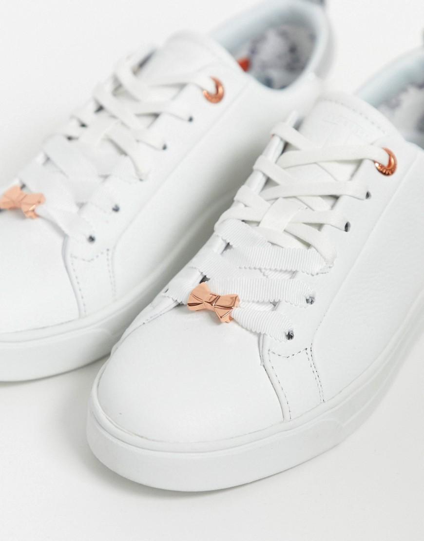 Ted Baker White Leather Floral Trainers - Lyst