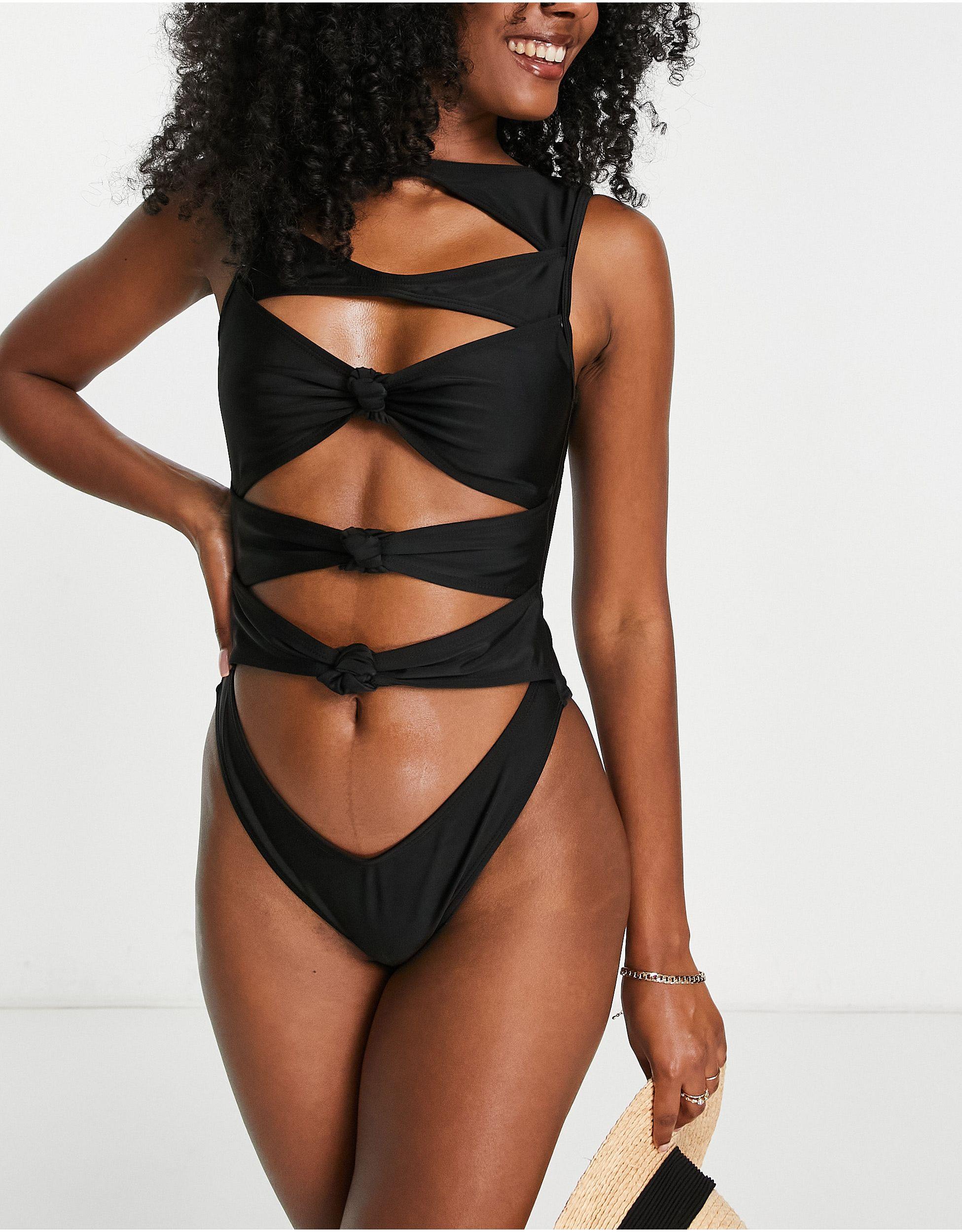 Public Desire Max Cut Out Swimsuit in Black | Lyst