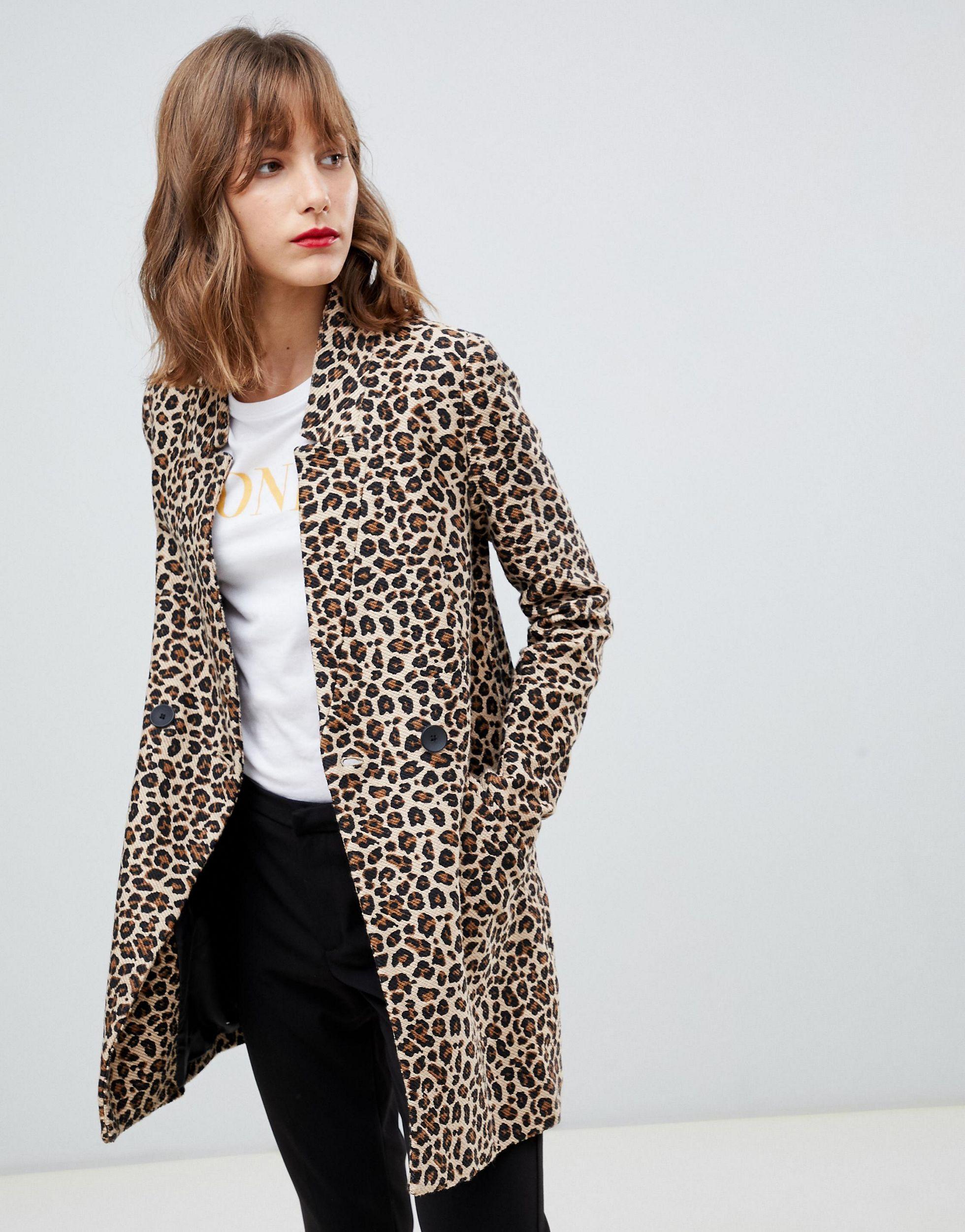 Stradivarius leopard print coat Clearance