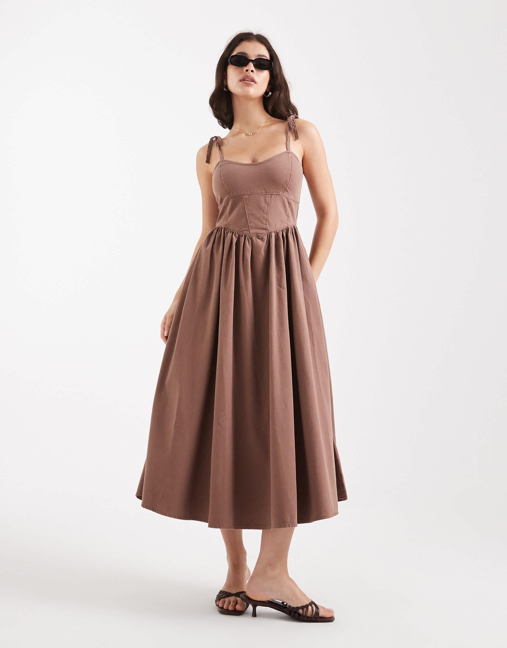 knee length dresses for ladies Pink Boucle Chiffon Midi Dress main image 0