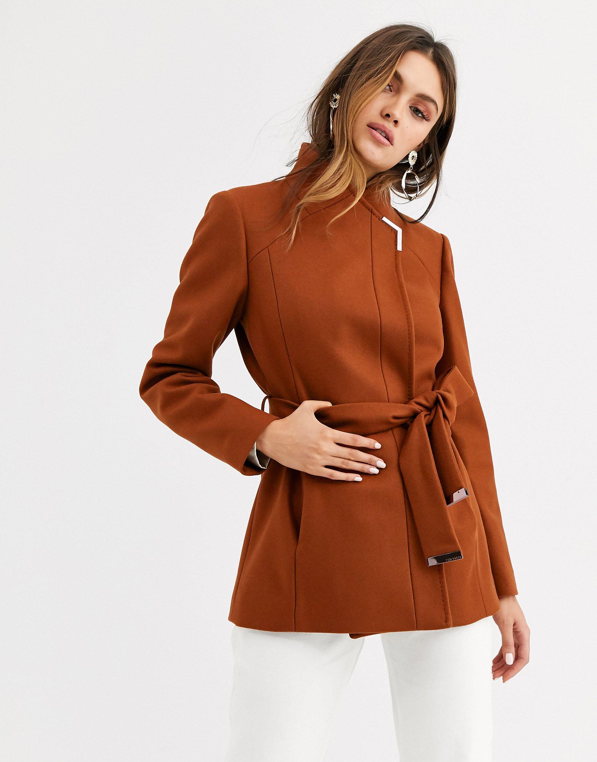 Drytach - Manteau court en laine coupe croisée Ted Baker en coloris Marron  | Lyst