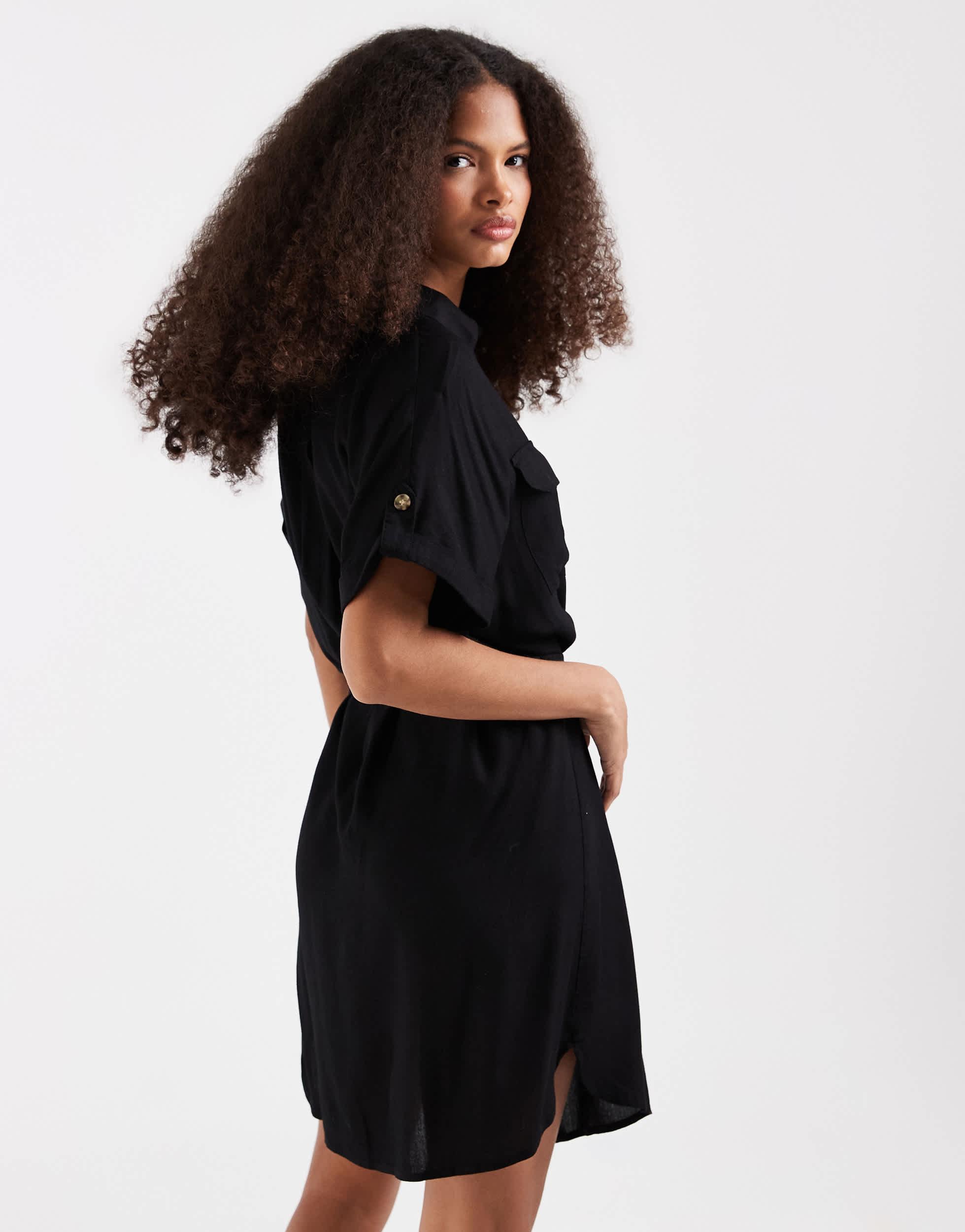 topshop black cut out dress Matteau Mini Shirt Dress - Black main image 1
