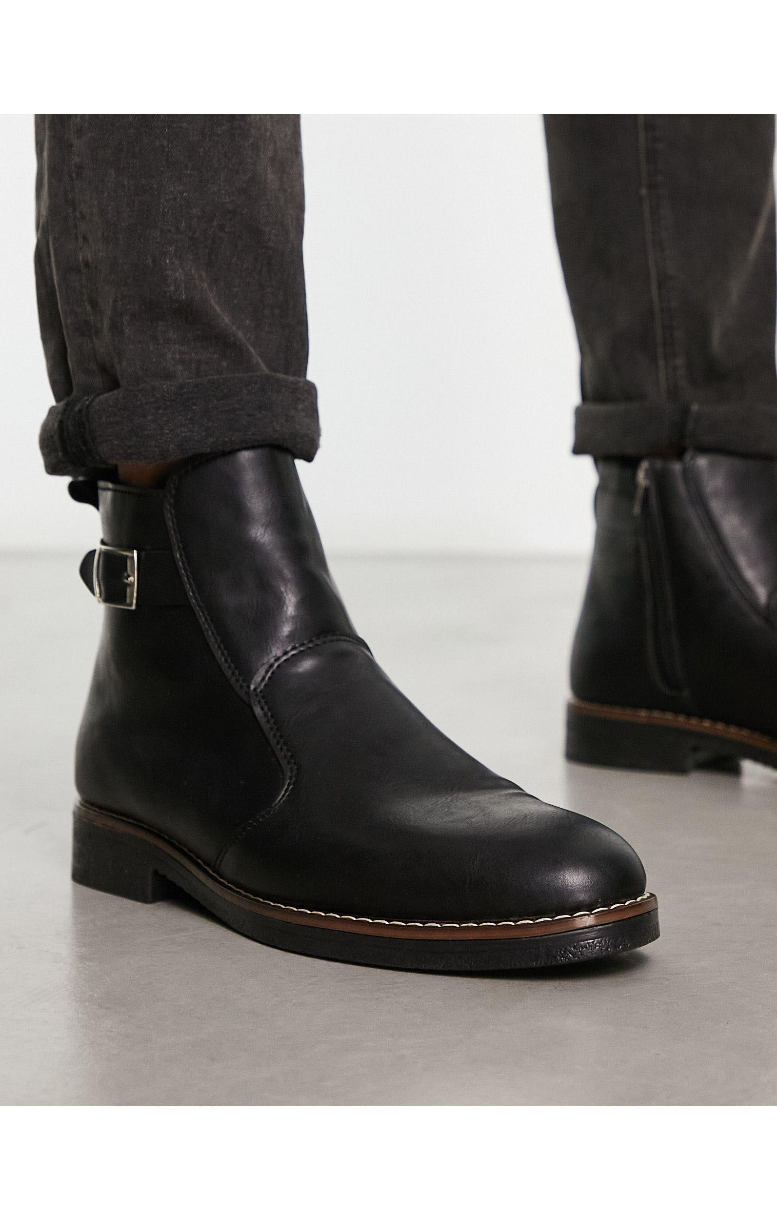 Mens buckle cheap ankle boots
