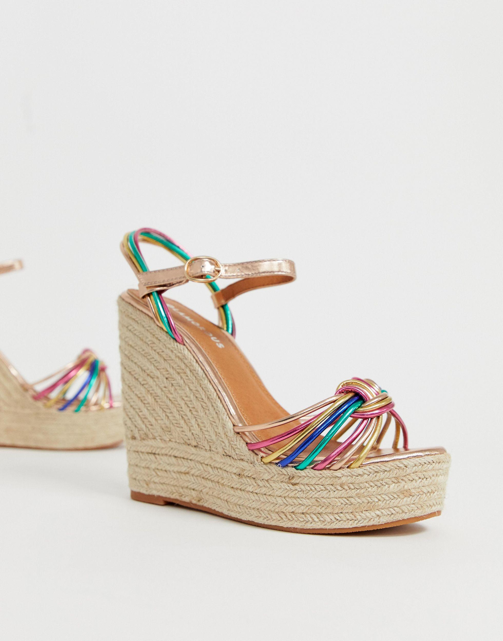 Glamorous Multicoloured Espadrille Wedge Sandals | Lyst UK