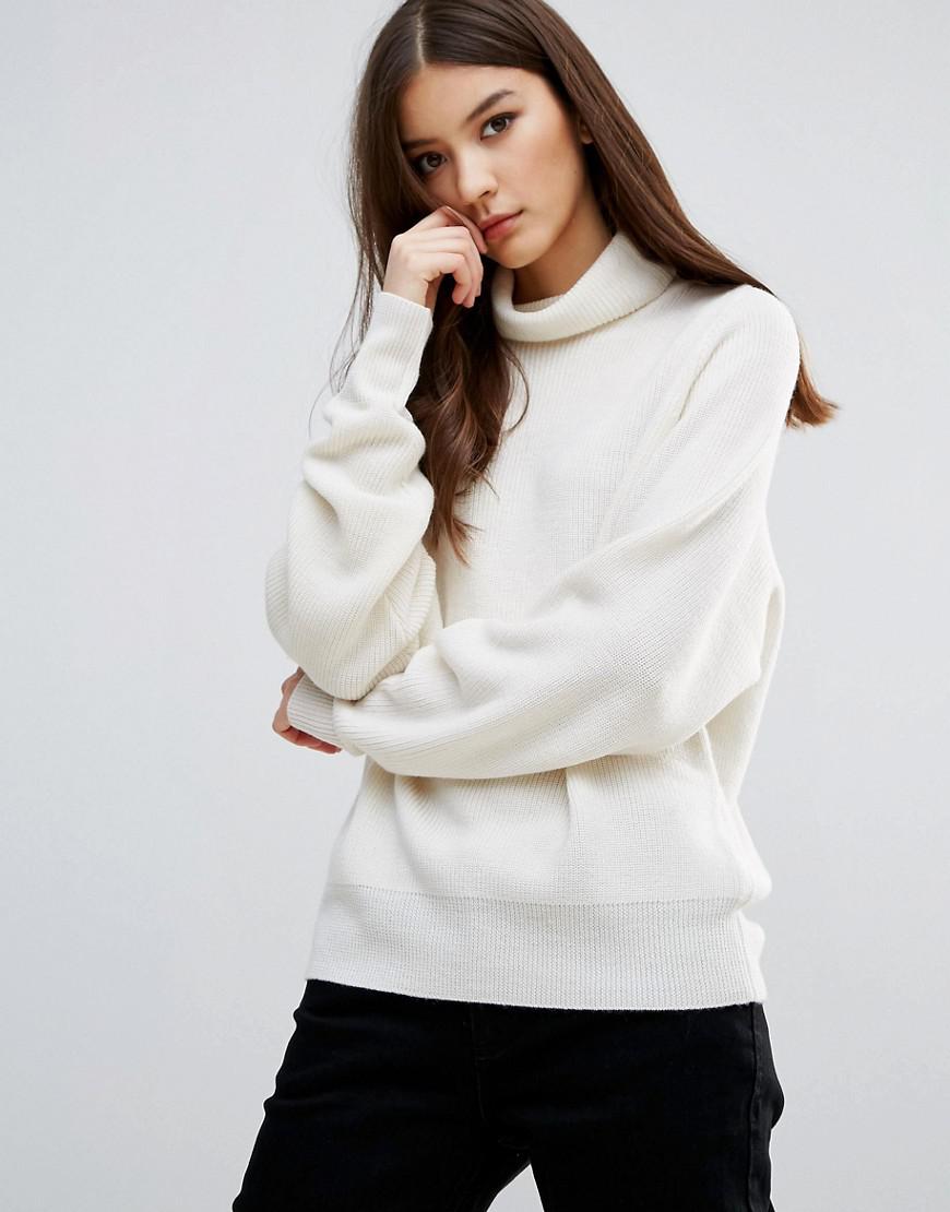 Gestuz Claudia Roll Neck Wool Mix Jumper in White - Lyst