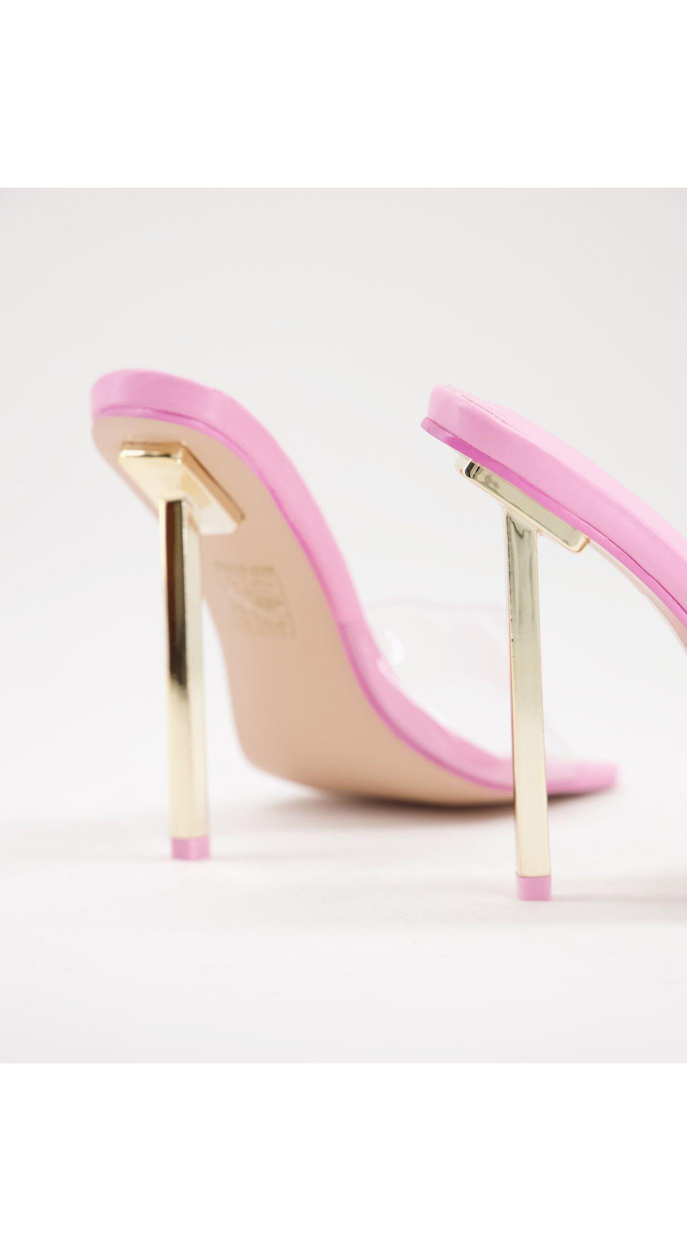 clear heel mule sandals