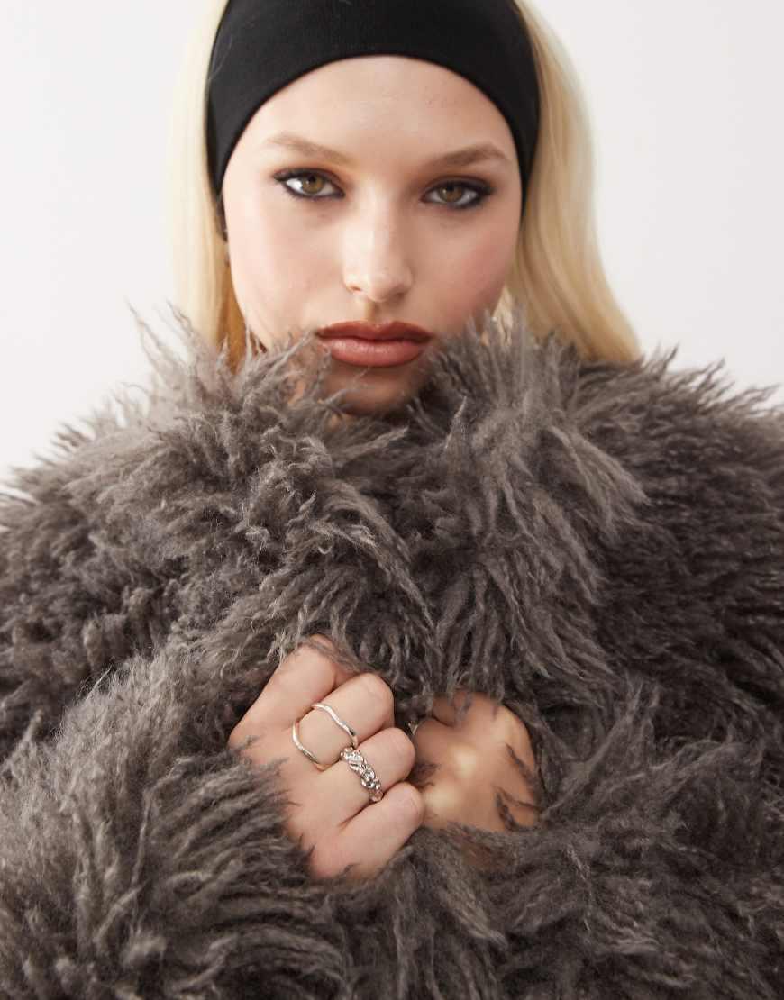 Monki fluffy coat hotsell