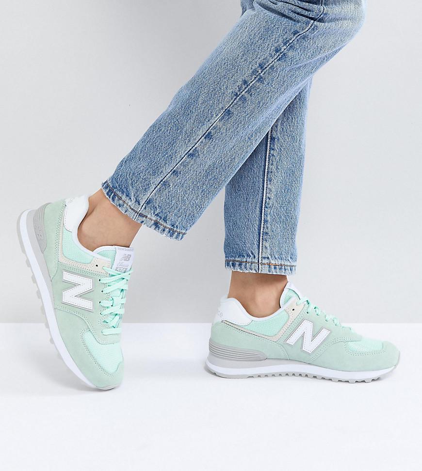 New Balance 574 Suede Trainers In Mint in Green | Lyst UK