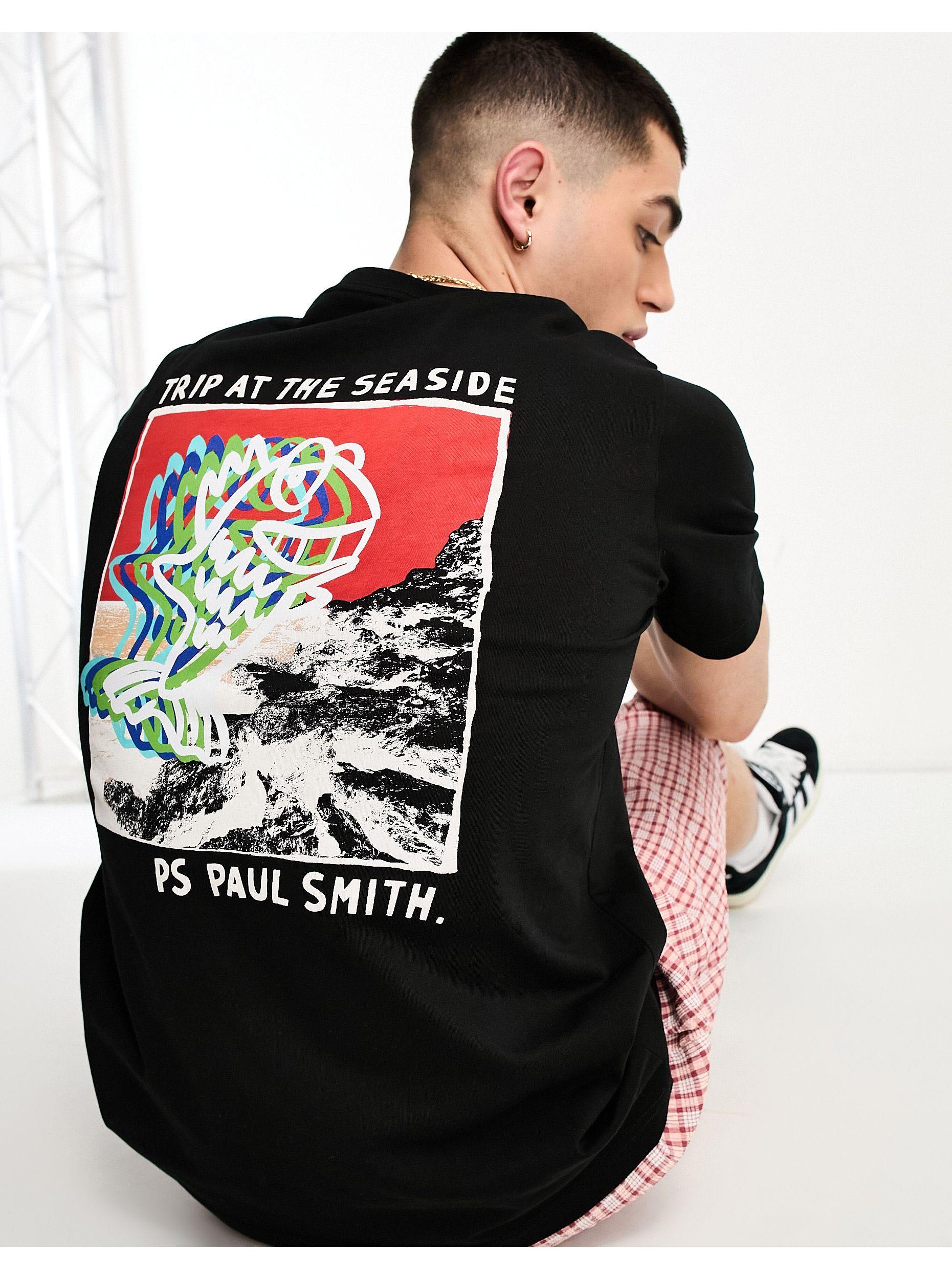 PS by Paul Smith T-shirt With Seaside Back Print in Black for Men | Lyst