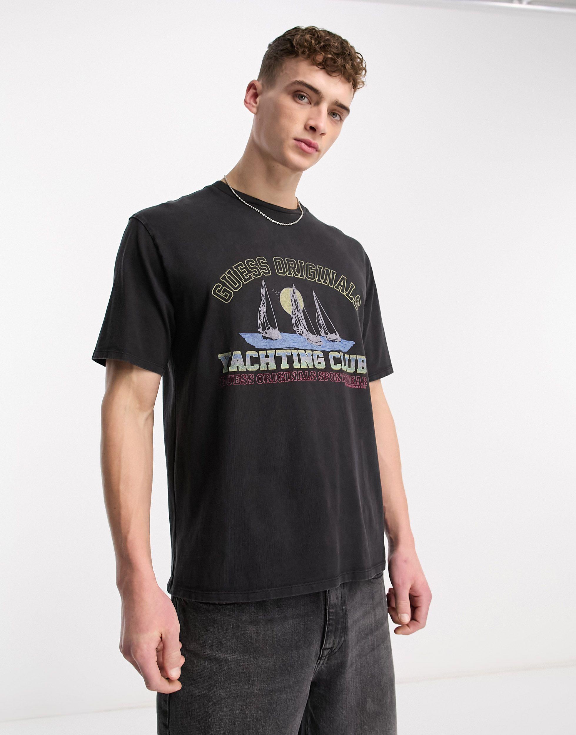 Guess Yacht Logo Tee in Black for Men | Lyst