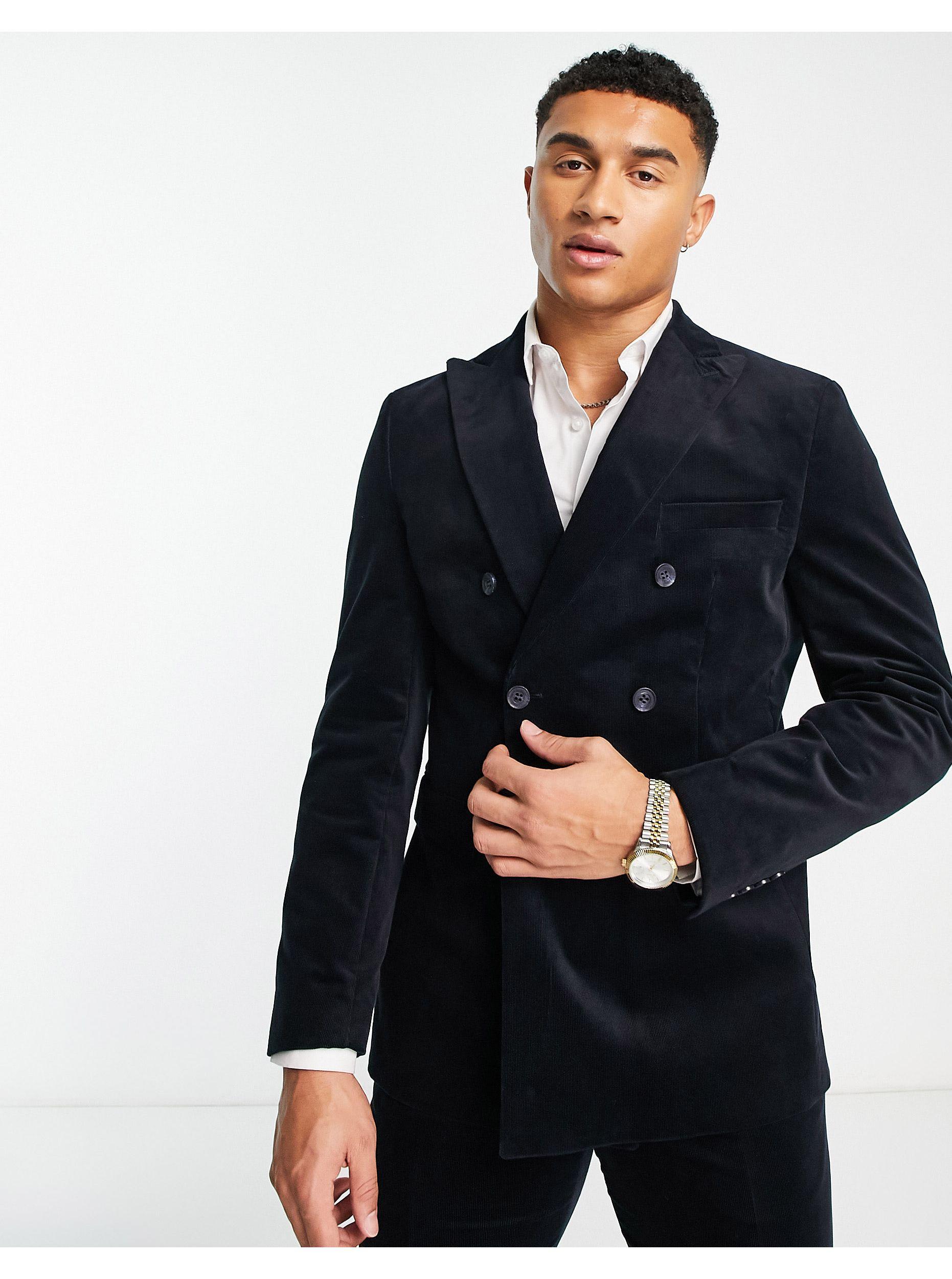 SELECTED Slim Fit Double Breasted Suit Jacket in Blue for Men | Lyst