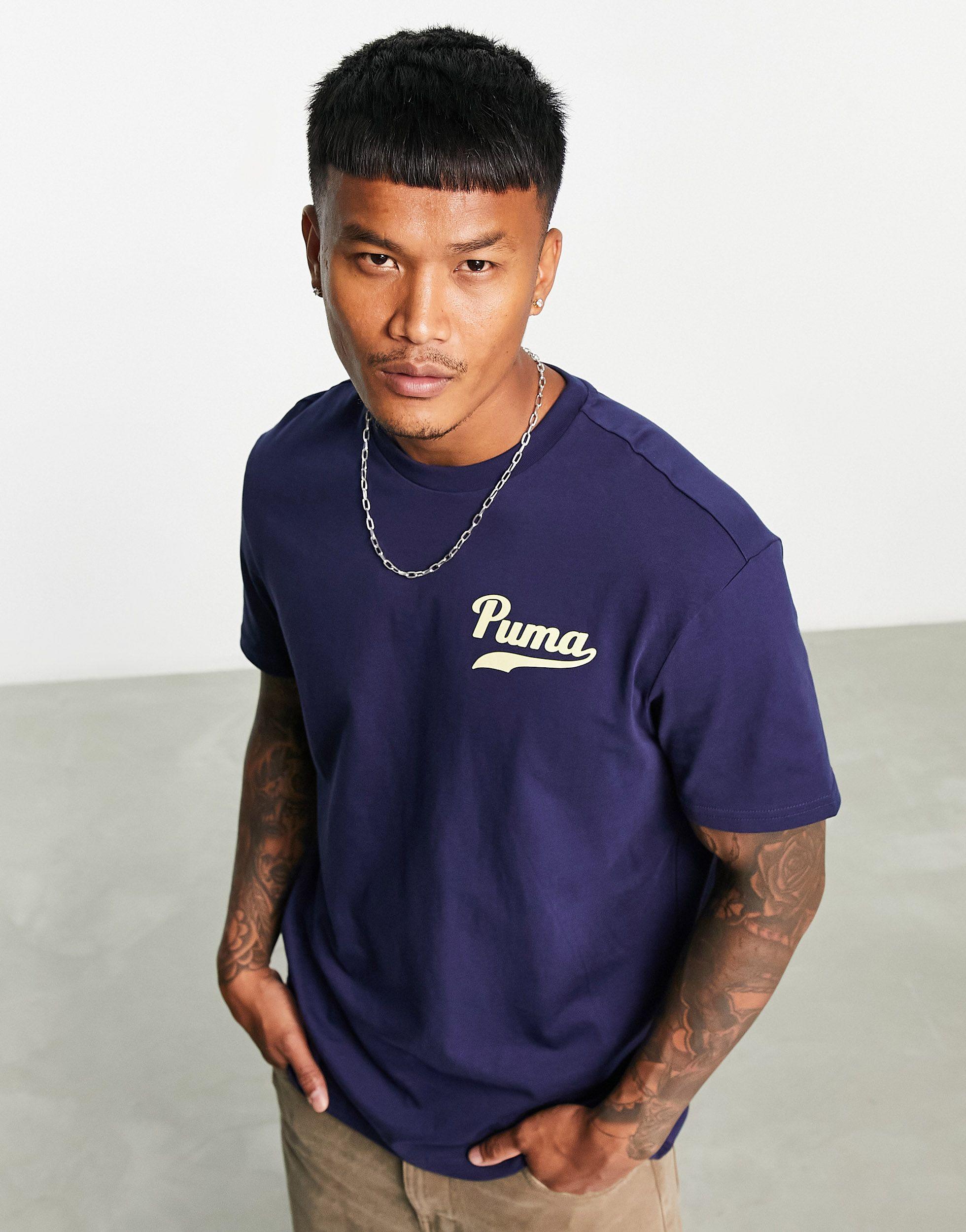 PUMA Team T-shirt With Backprint in Blue for Men | Lyst