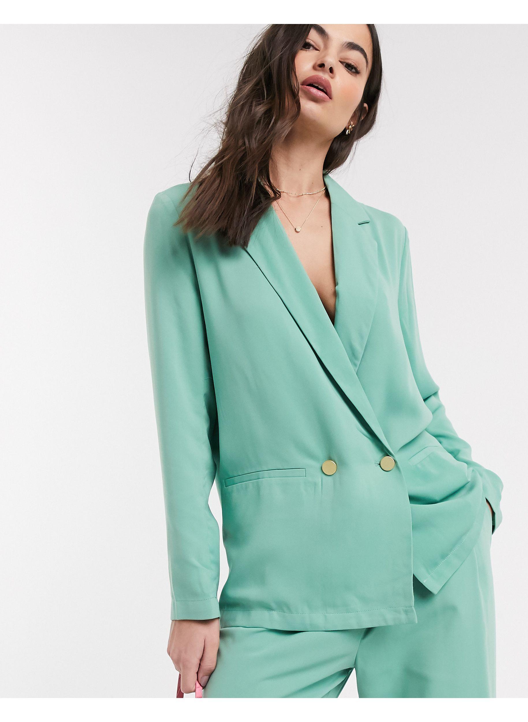 Ichi Synthetic Pastel Suit Blazer in Green - Lyst