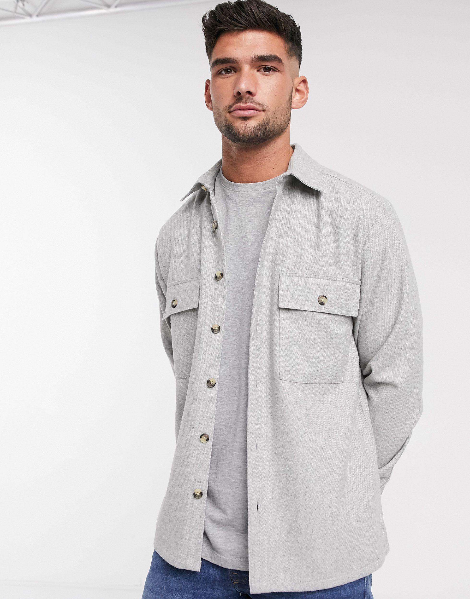 ASOS Wool Mix Textured Overshirt in 