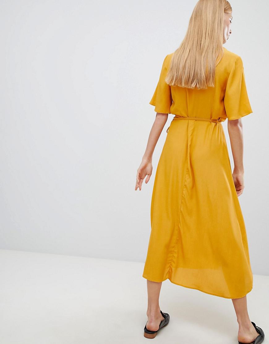 Yellow Midi Wrap Dress Flash Sales, 51 ...