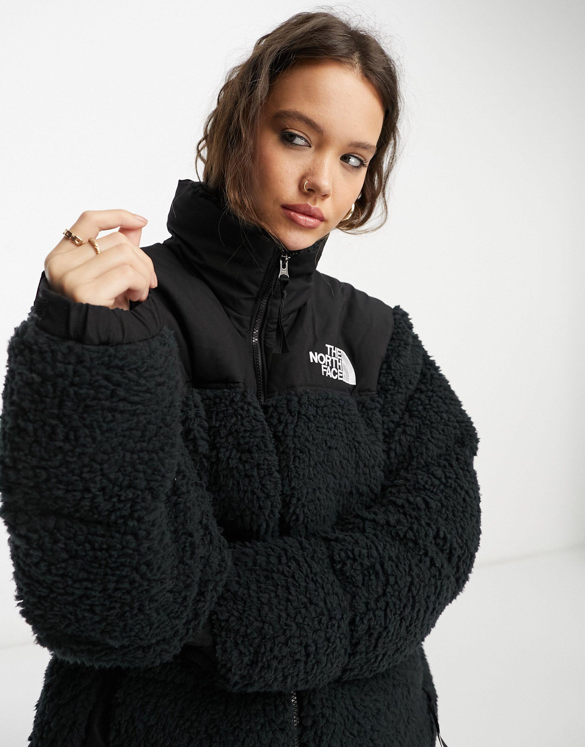 The North Face Nuptse High Pile Down Puffer Jacket in Black