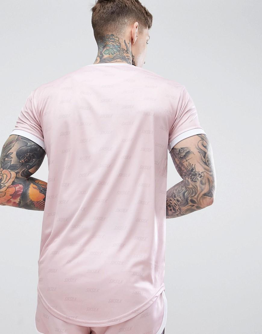 SIKSILK Silk Shadow T-shirt With Curved Hem In Pink for Men - Lyst