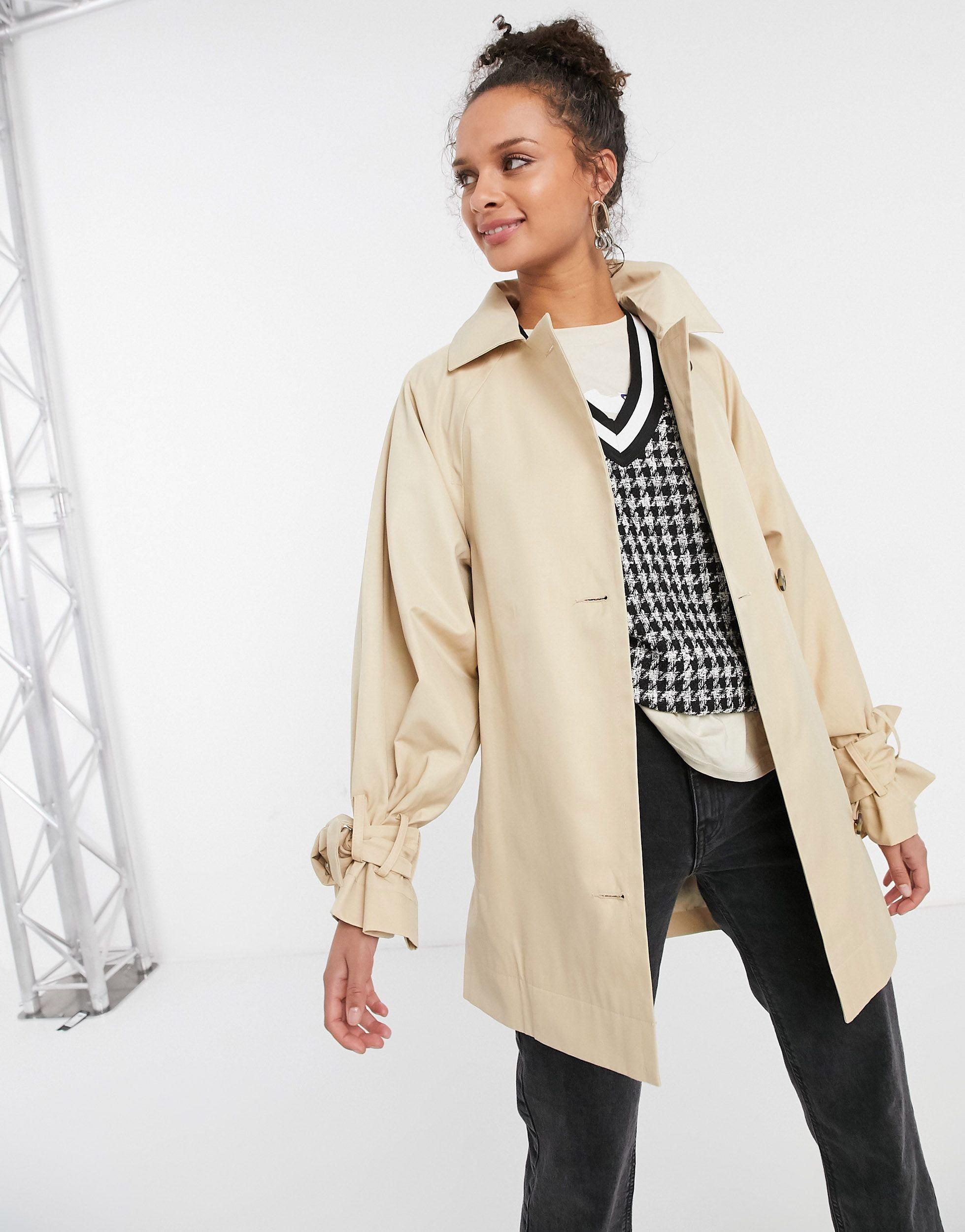 TOPSHOP Cropped Trench Coat in Natural | Lyst Canada