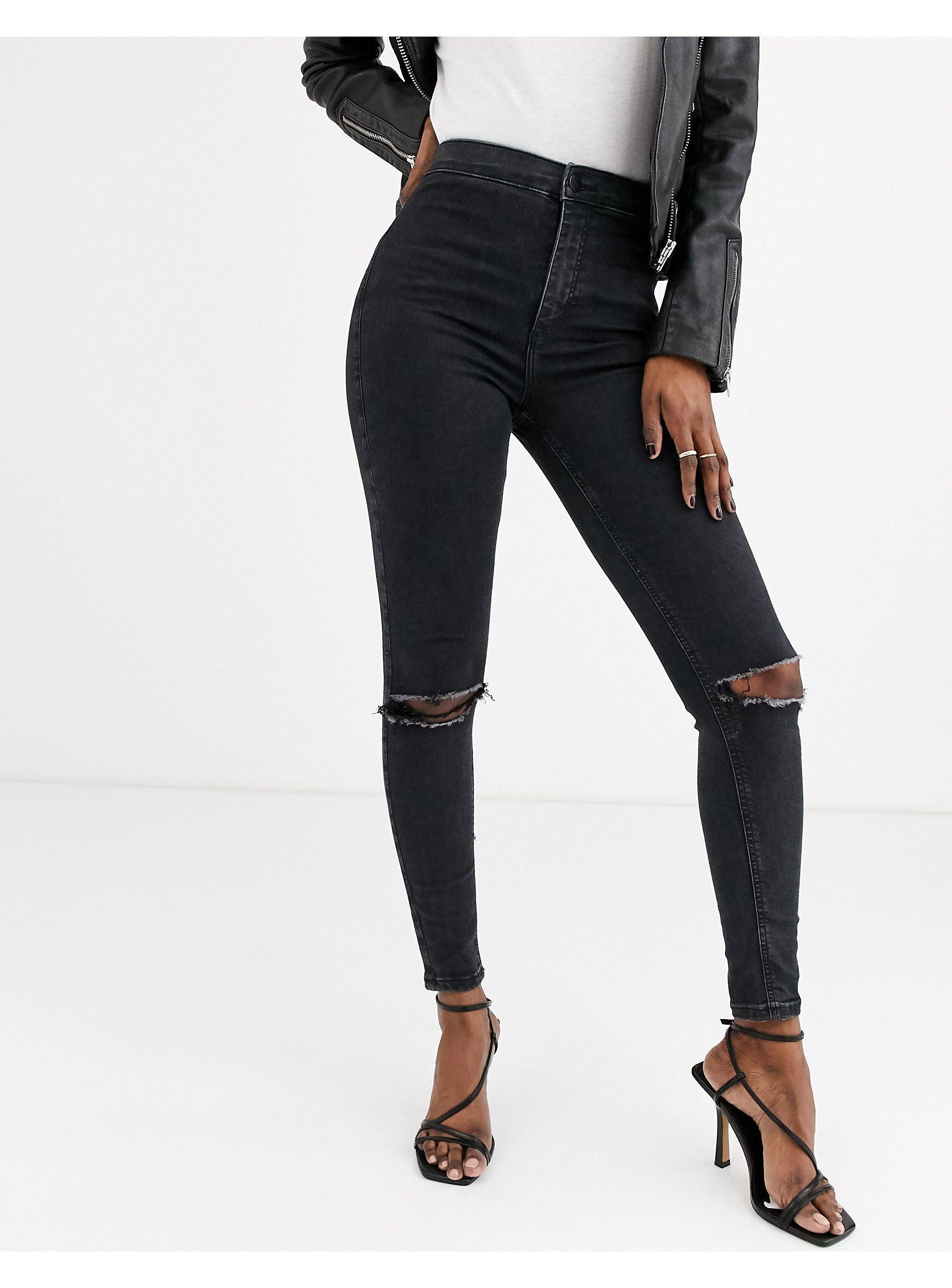 humane Syd Bore TOPSHOP Joni Skinny Jeans With Rips in Black | Lyst