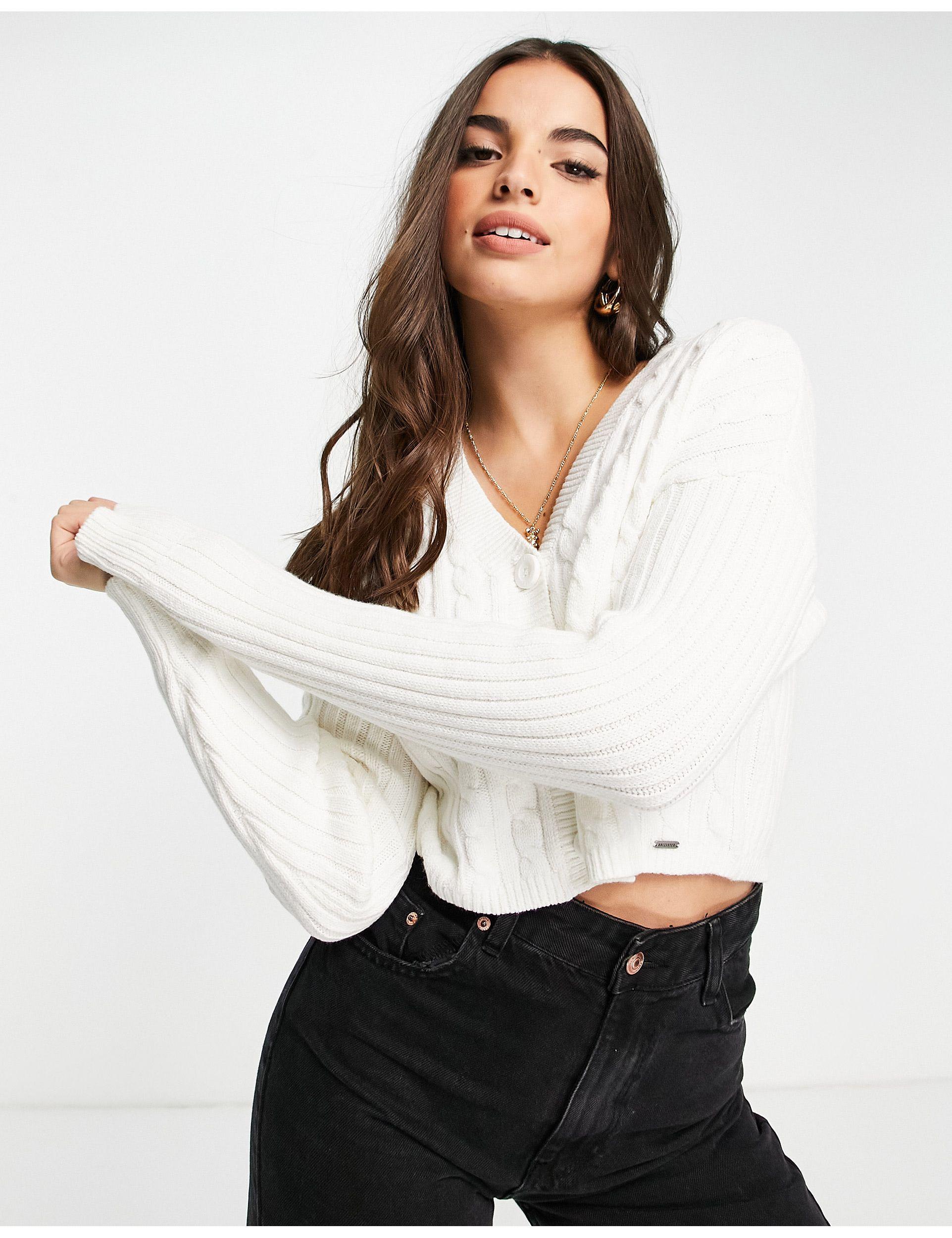 balloon sleeve white cardigan
