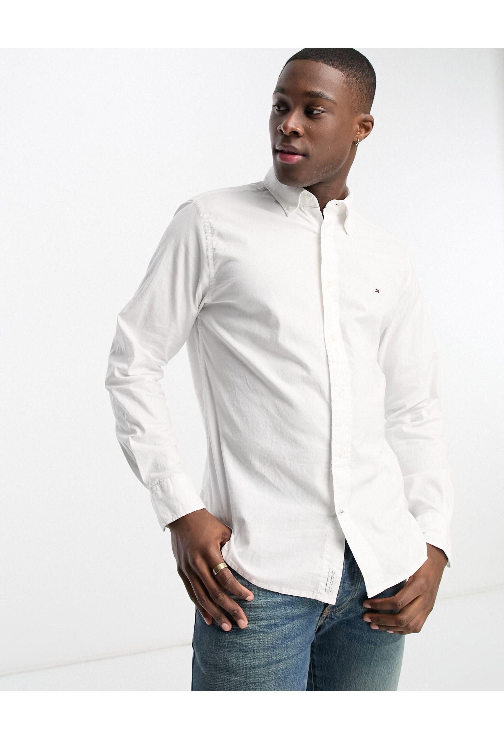 Tommy Hilfiger Oxford Shirt With Stretch White for Men Lyst