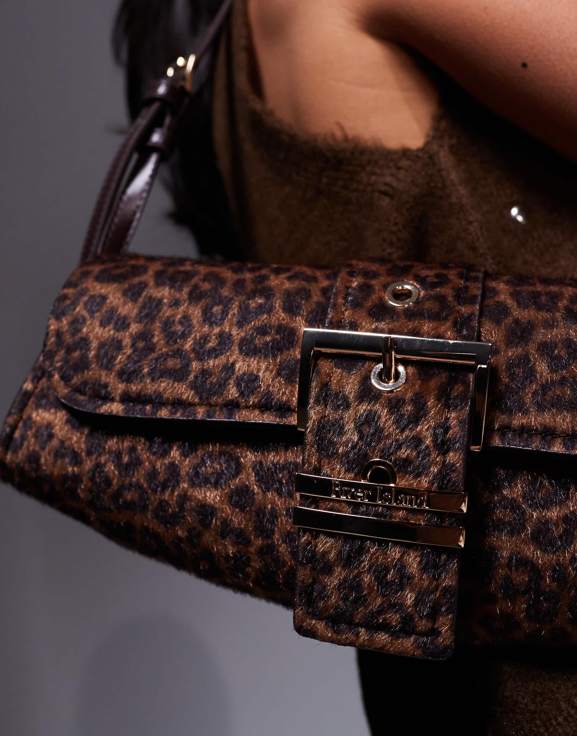 River Island Leopard Buckle Front Shoulder Bag in Black Lyst