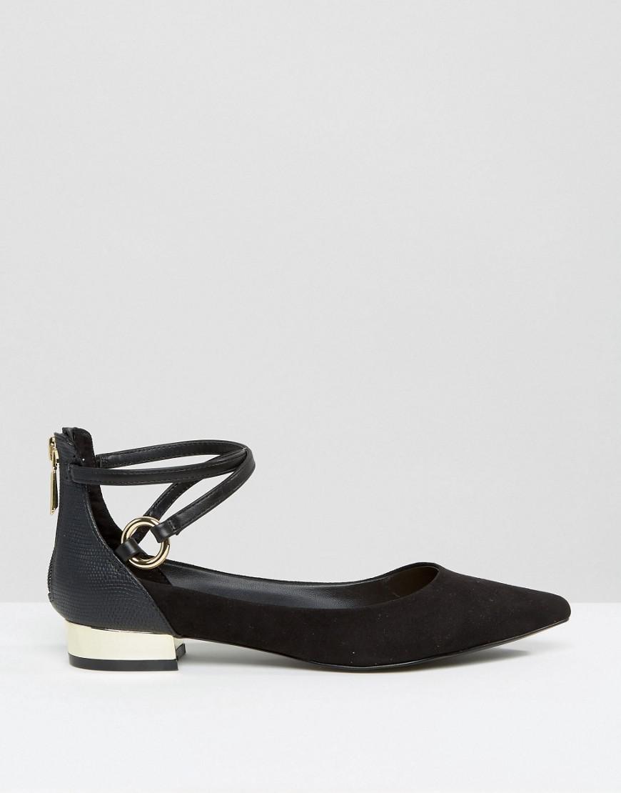 ALDO Biacci Ankle Strap Plated Heel Flat Shoes in Black | Lyst