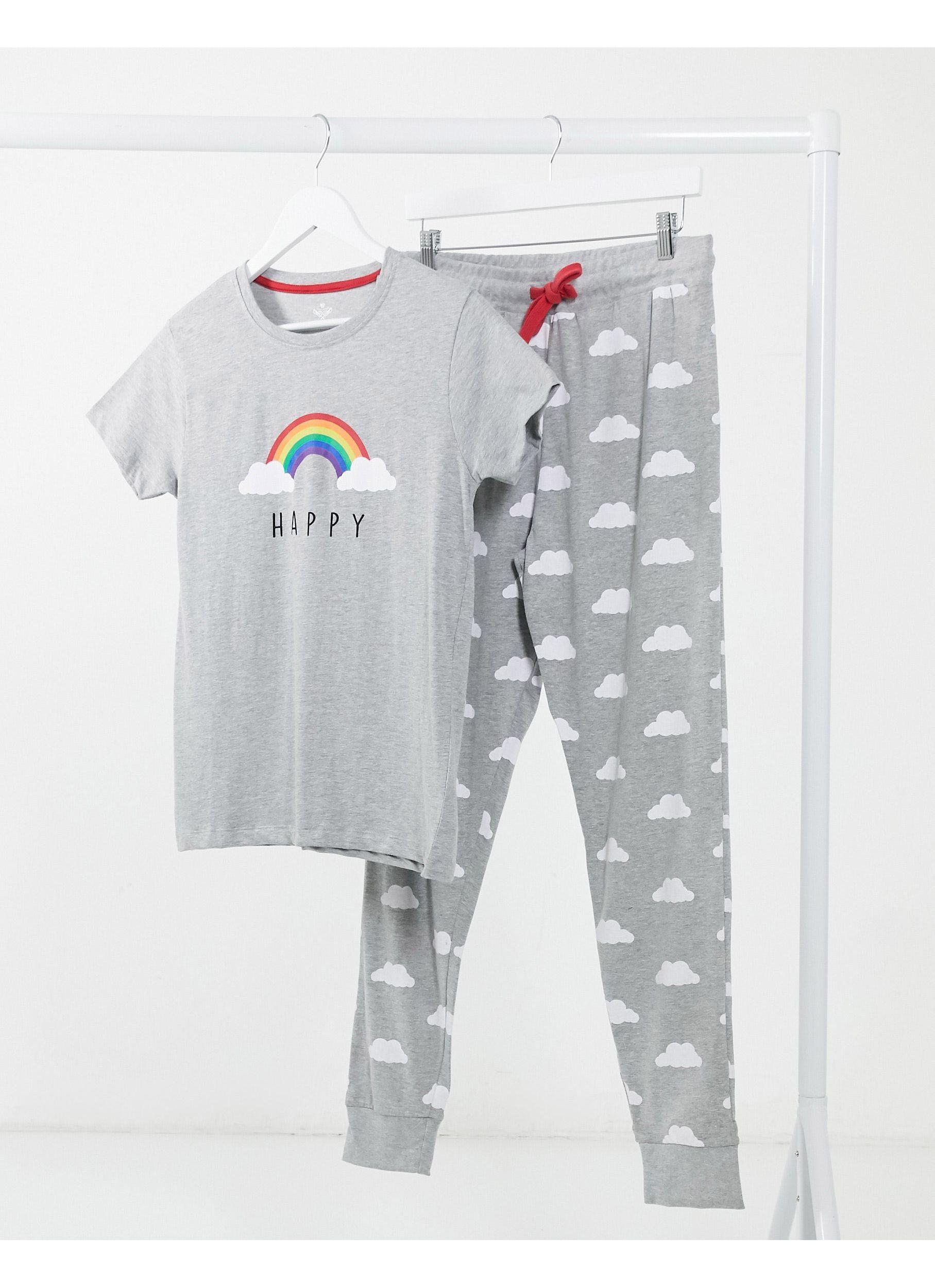 Threadbare Pajama Set In Grey Print Grey Lyst