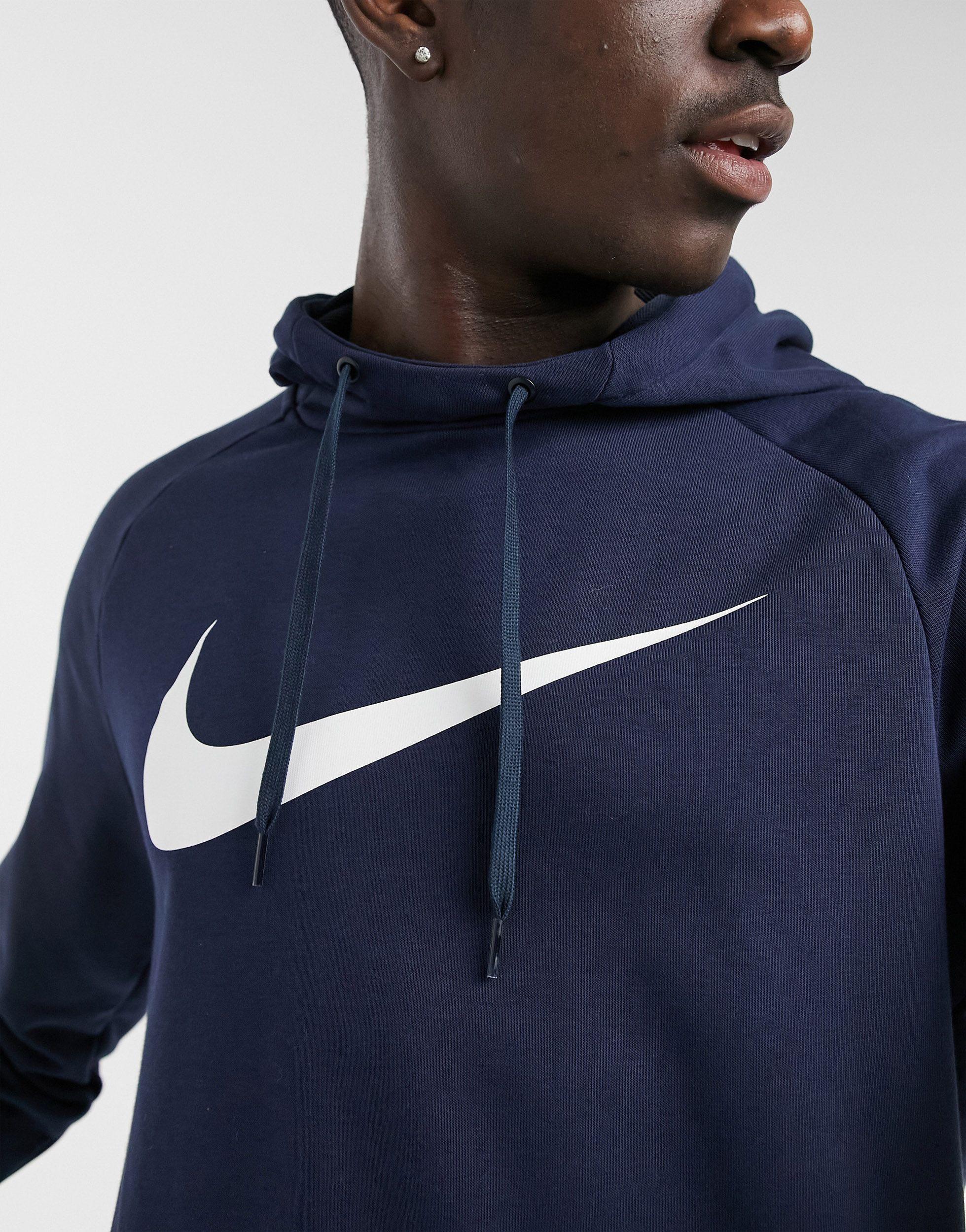 Nike Dri-fit Swoosh Logo Hoodie in Navy (Blue) for Men | Lyst