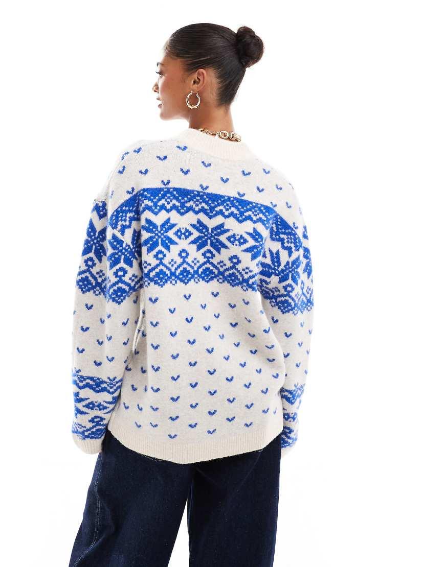 Knit Cardigan Asos Fair Isle Sweater ASOS DESIGN Chunky Zip