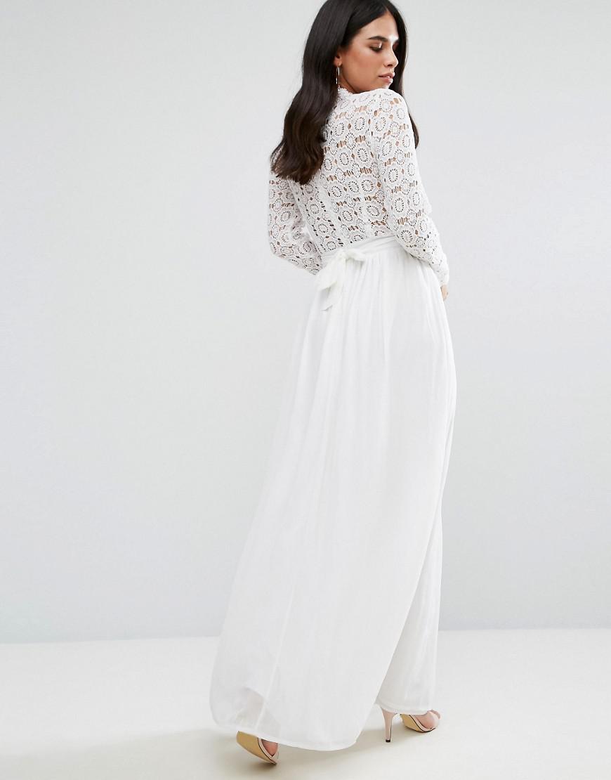 club l high neck crochet maxi dress
