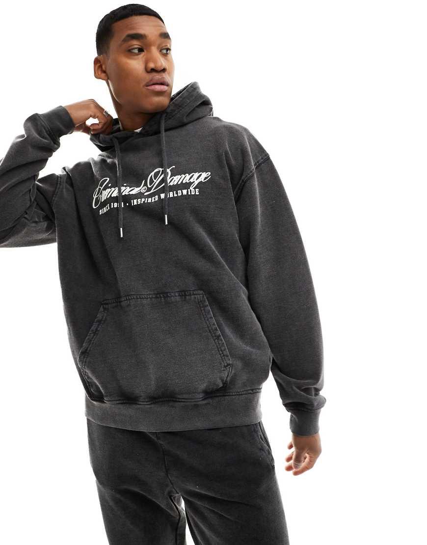 Criminal Damage Marble Wash Hoodie in Black for Men Lyst UK