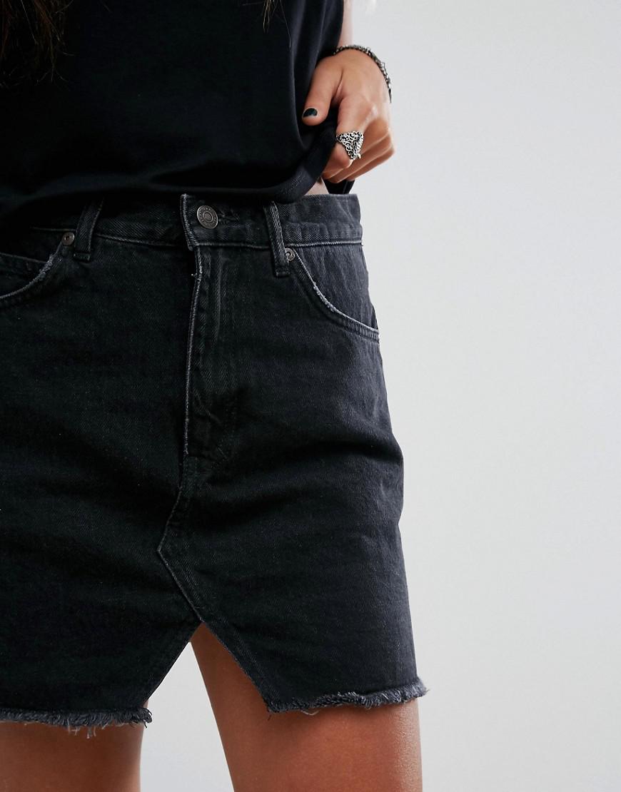 pull and bear black denim skirt
