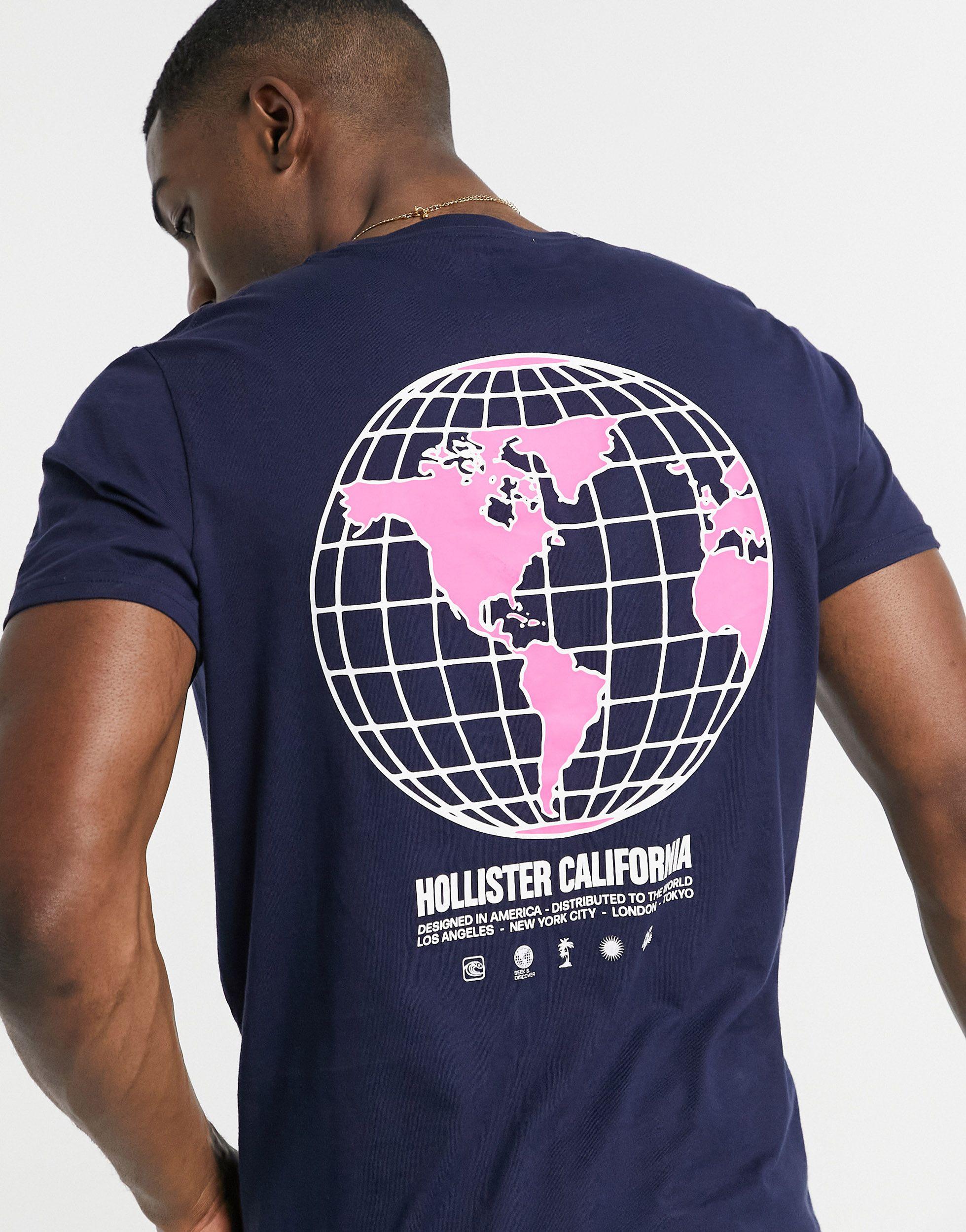 Hollister – es T-Shirt mit Welt-Logoprint am Rücken in Blau für Herren |  Lyst DE