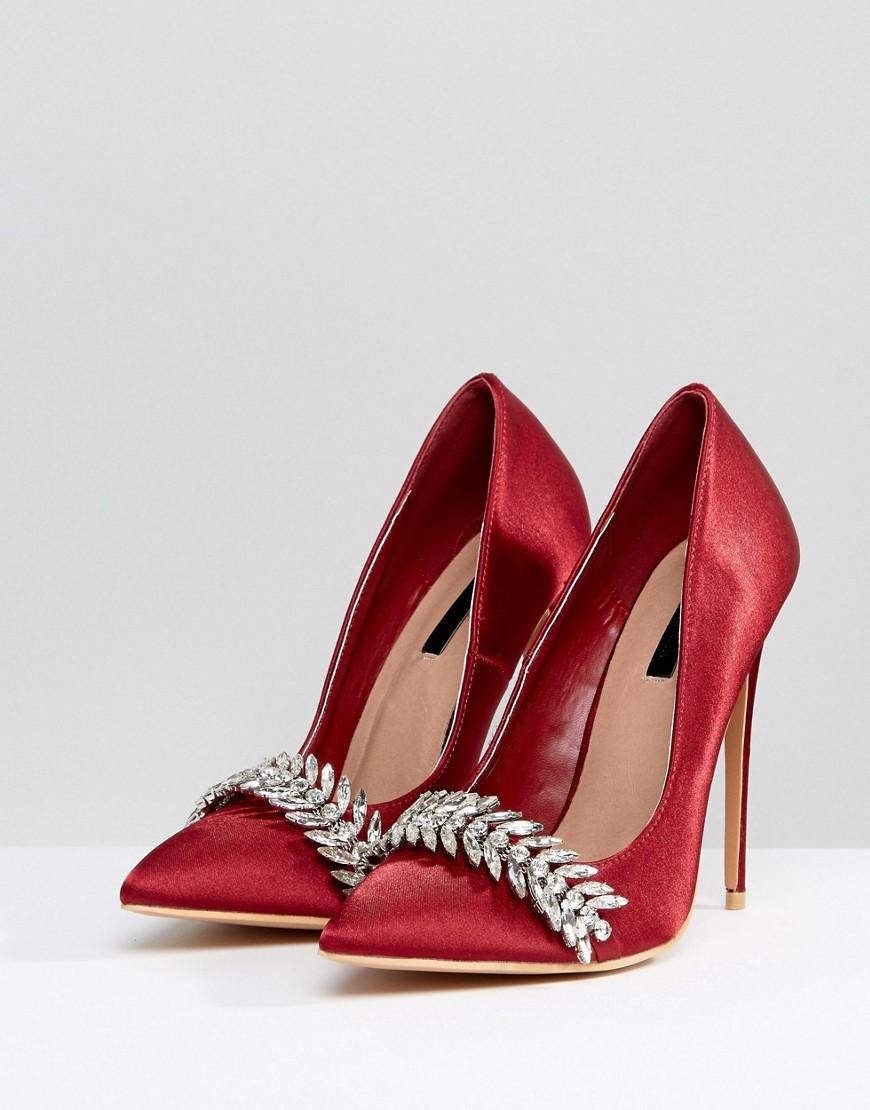 red embellished heels