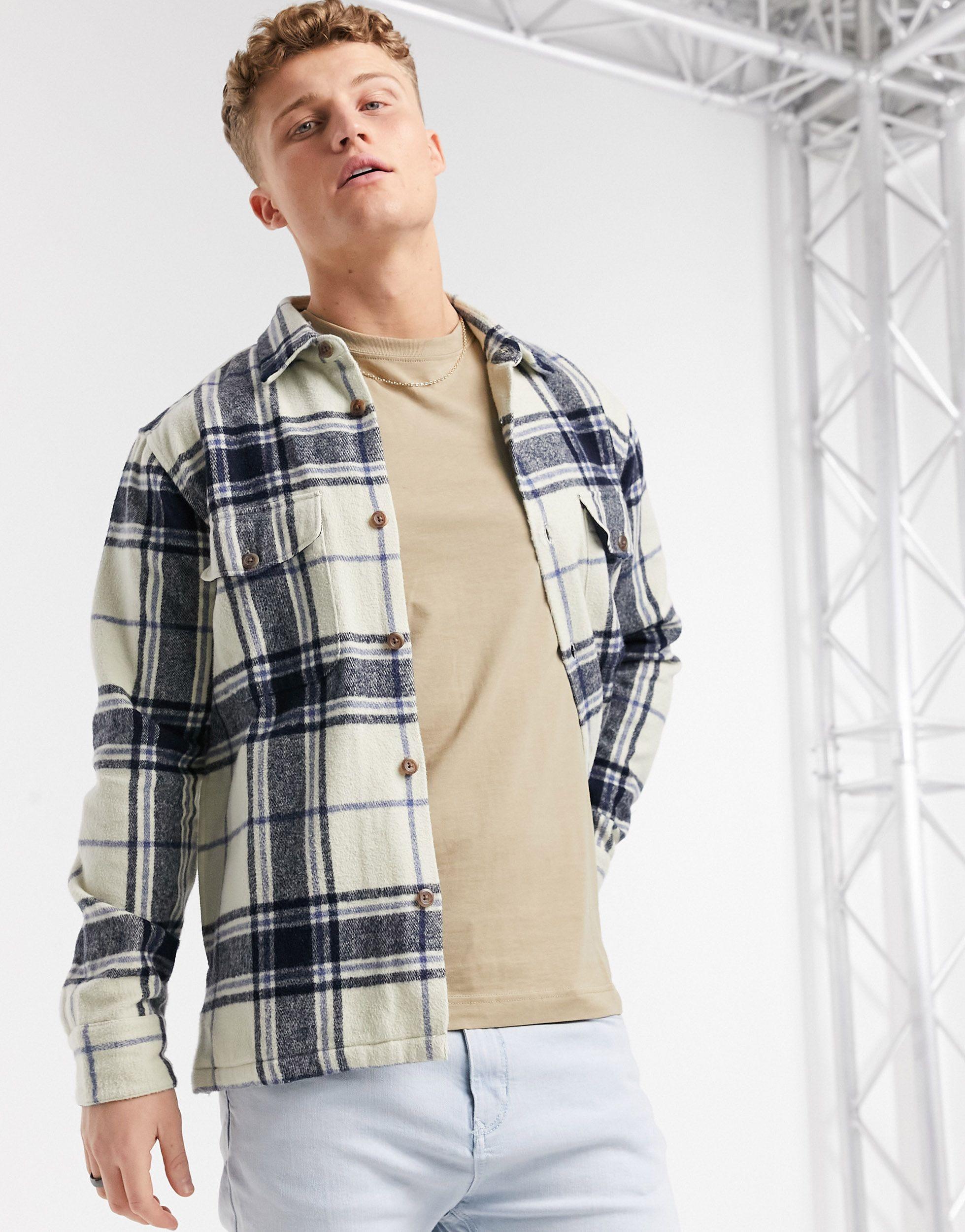 black and white flannel overshirt