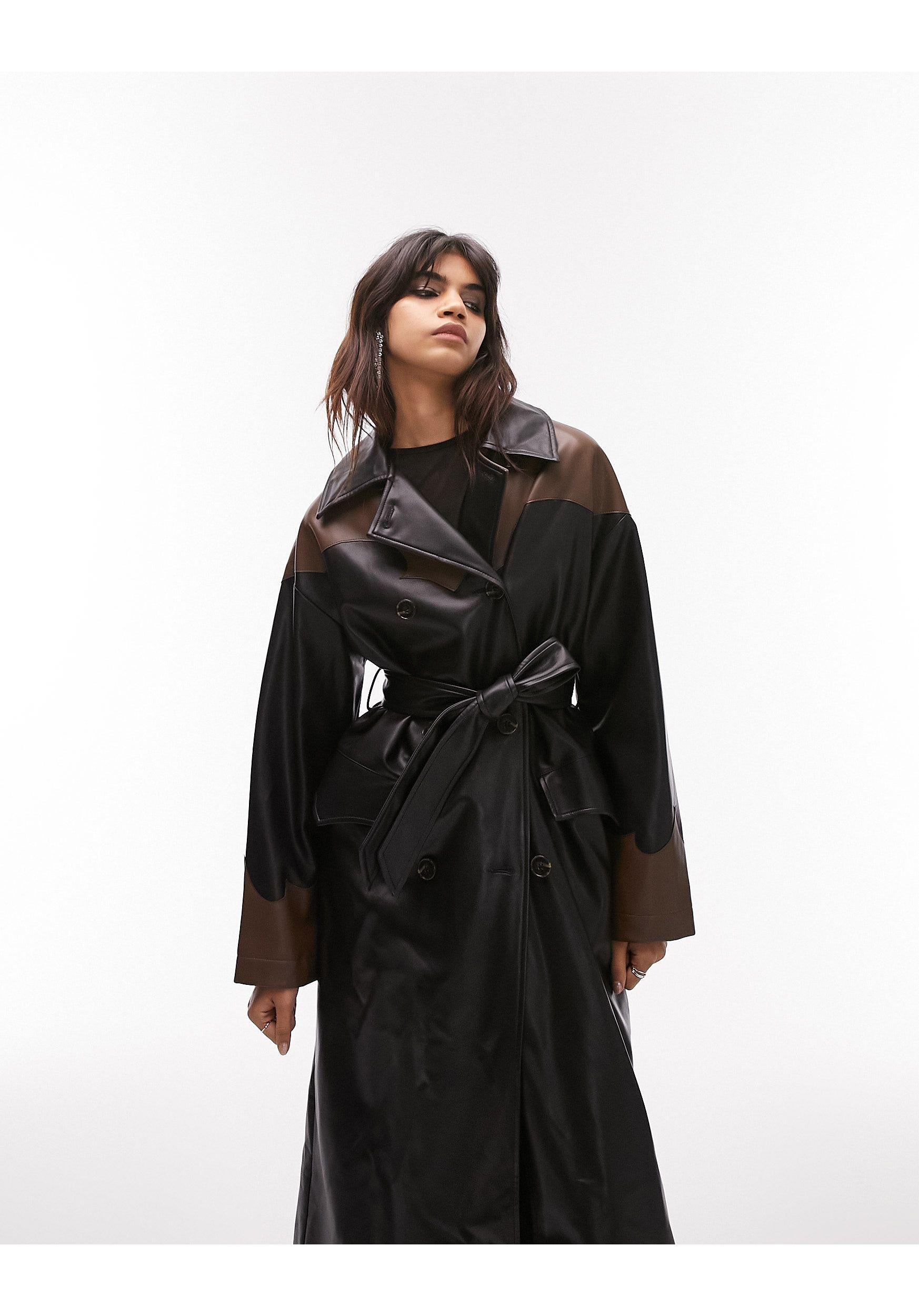 Western leather deals trench coat