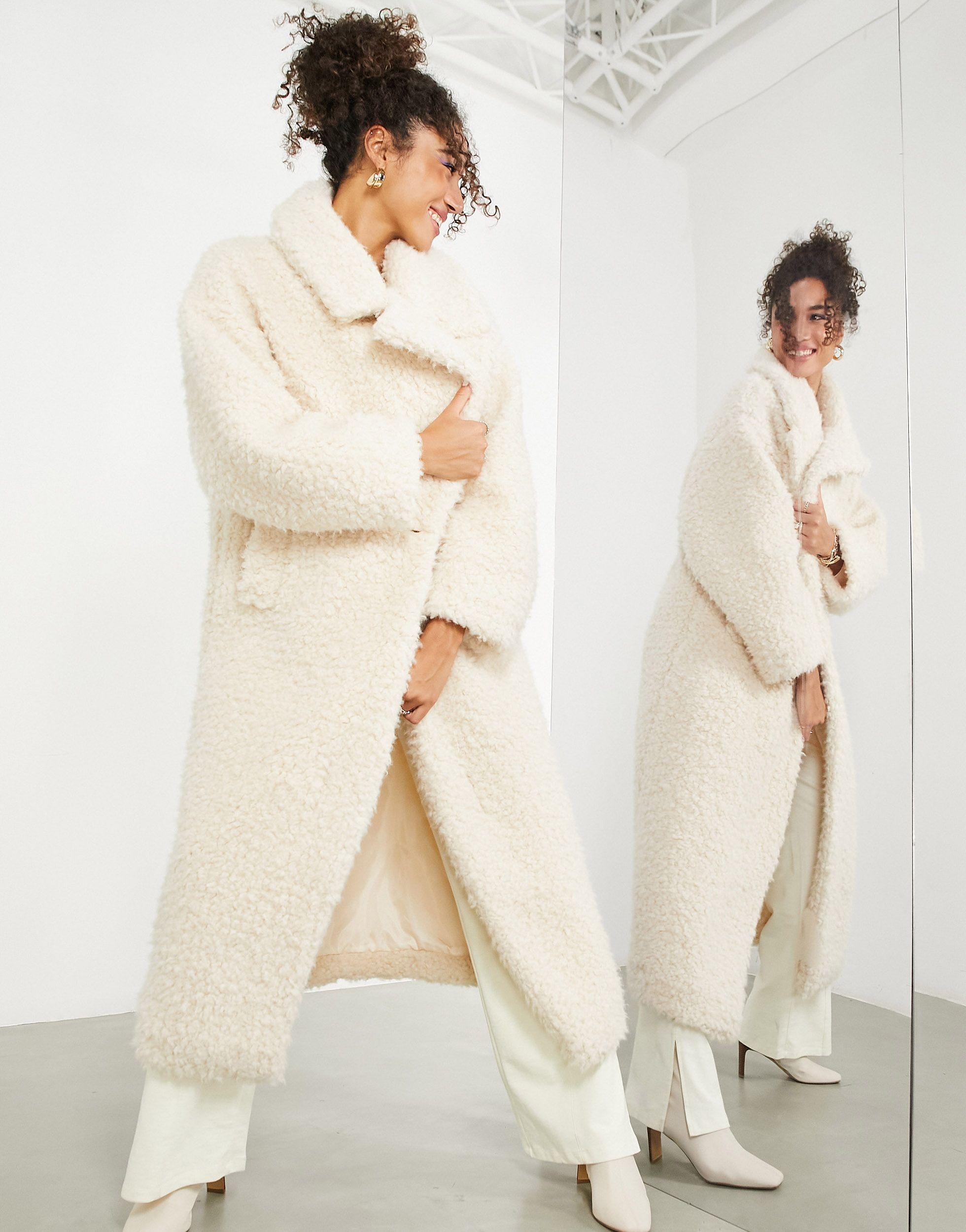 ASOS Oversized Teddy Coat in Natural Lyst
