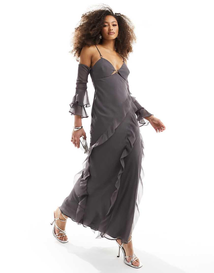 Vestito lungo grigio online