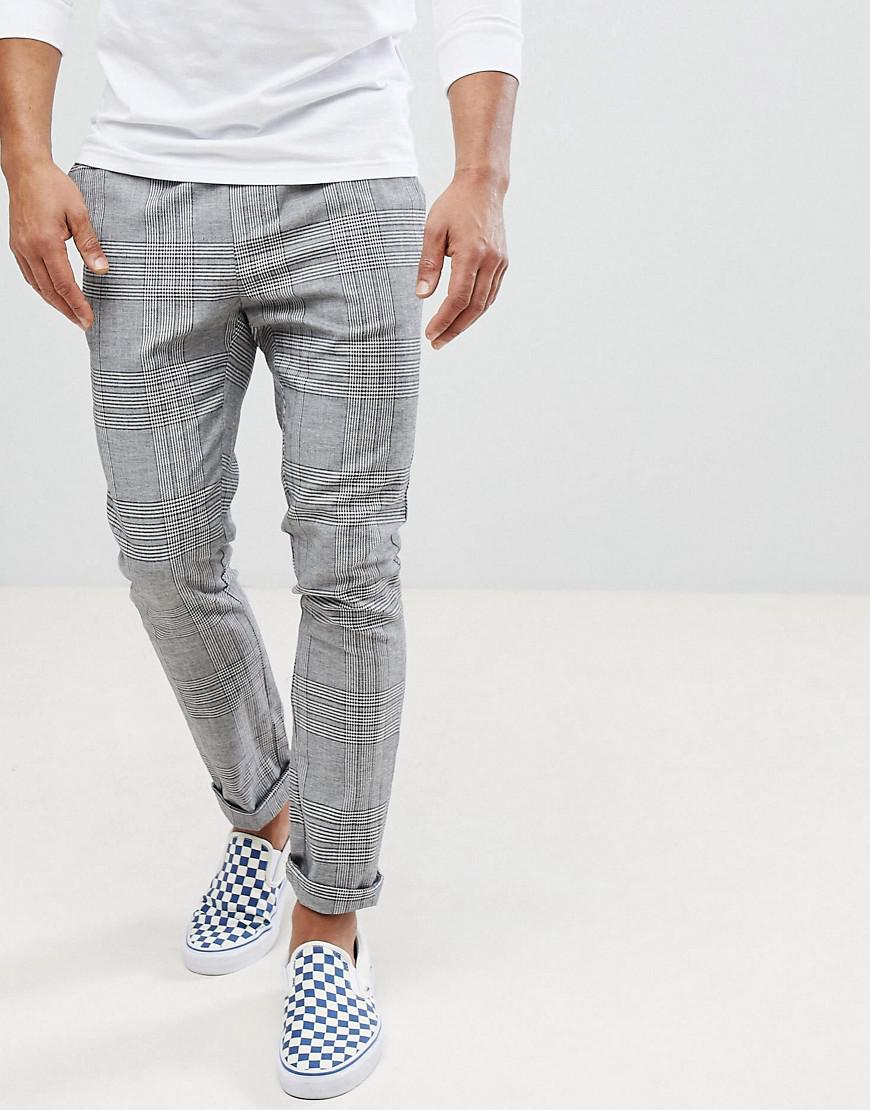 mens checked skinny trousers