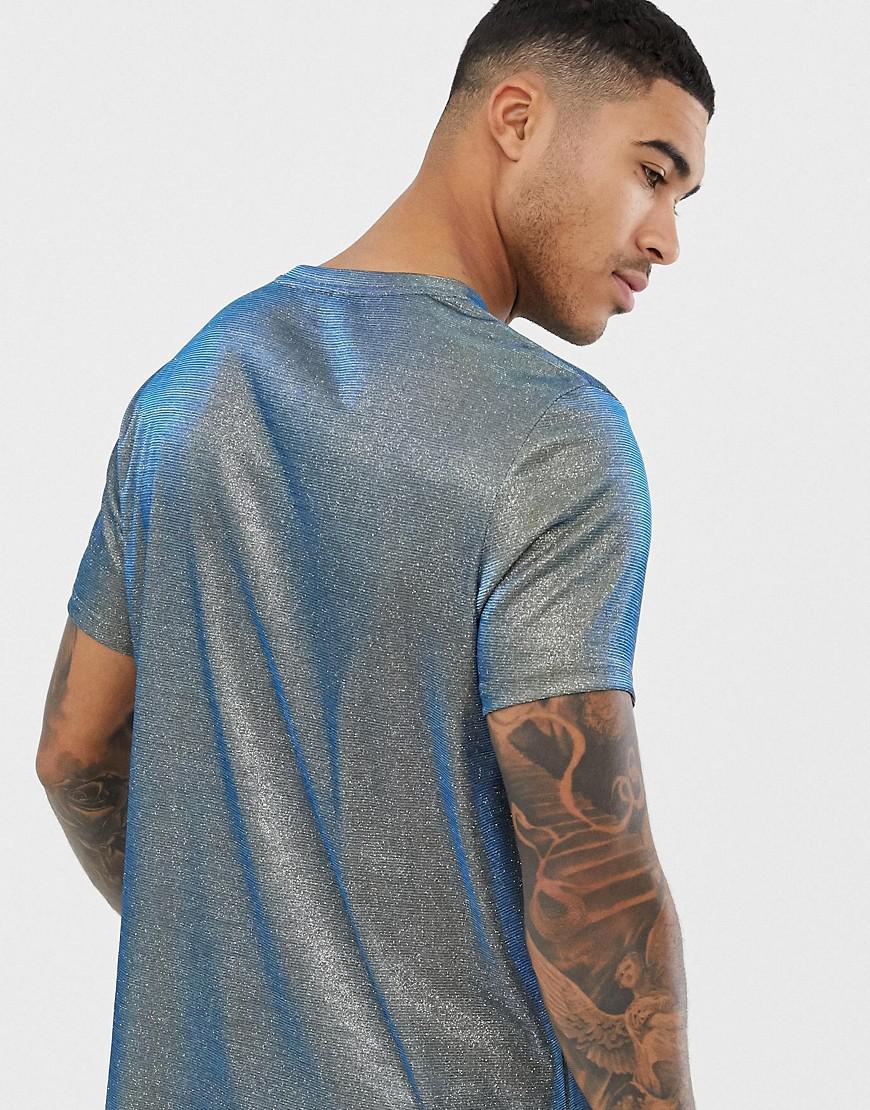 ASOS Longline T-shirt In Iridescent Metallic Fabric for Men | Lyst