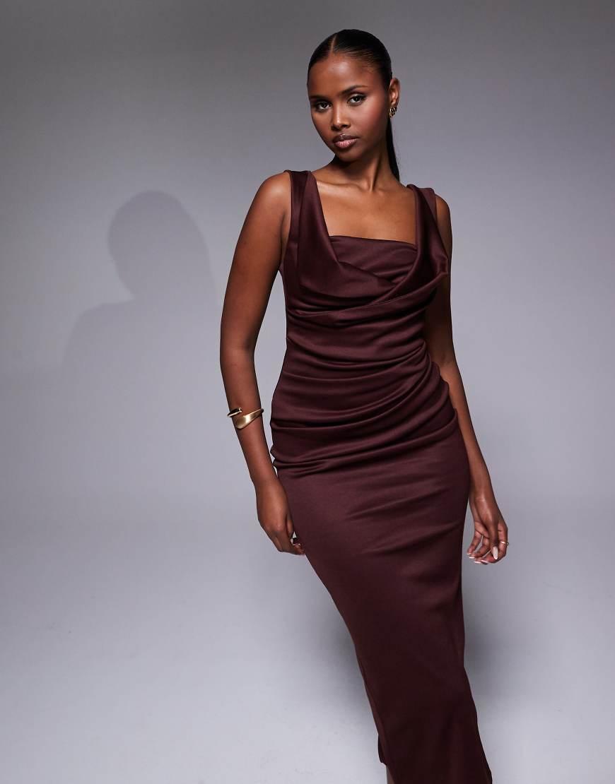 Midi Pencil Square Neck Asos Pleated Shoulder Pencil Dress ASOS