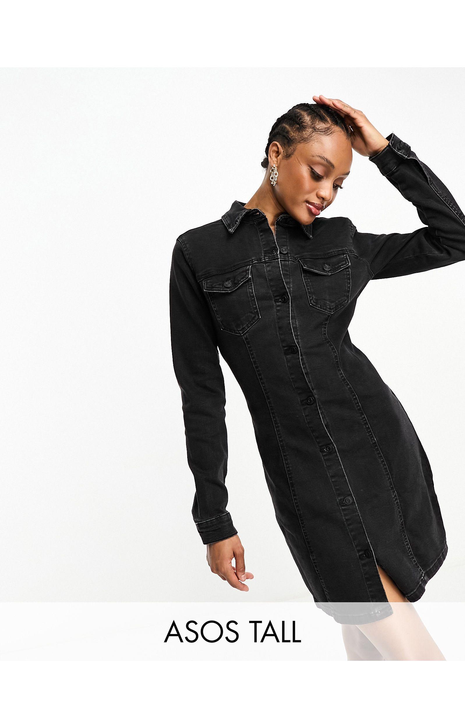 Asos black denim deals dress