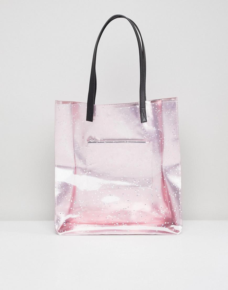 Skinnydip London Rose Gold Star Glitter Tote Bag In Pink Lyst Skinnydip London