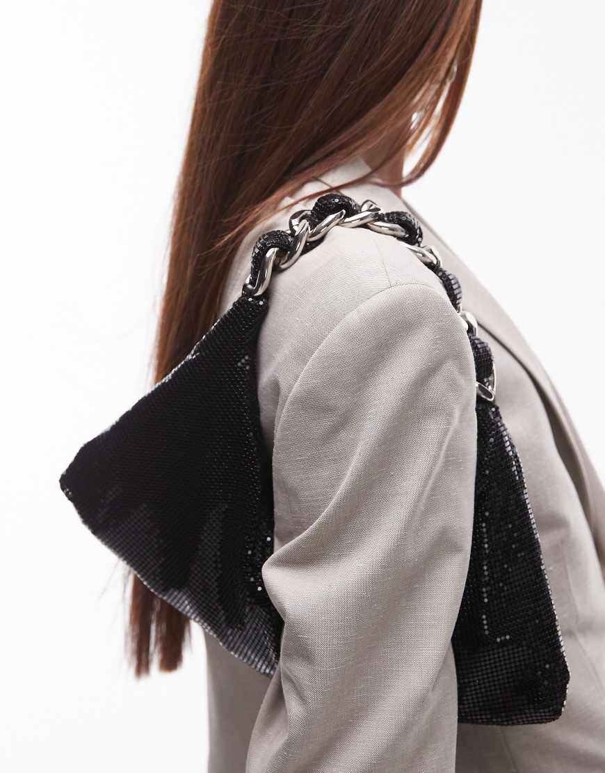TOPSHOP Sia Chainmail Shoulder Bag With Plaited Chain Handle in Black Lyst UK