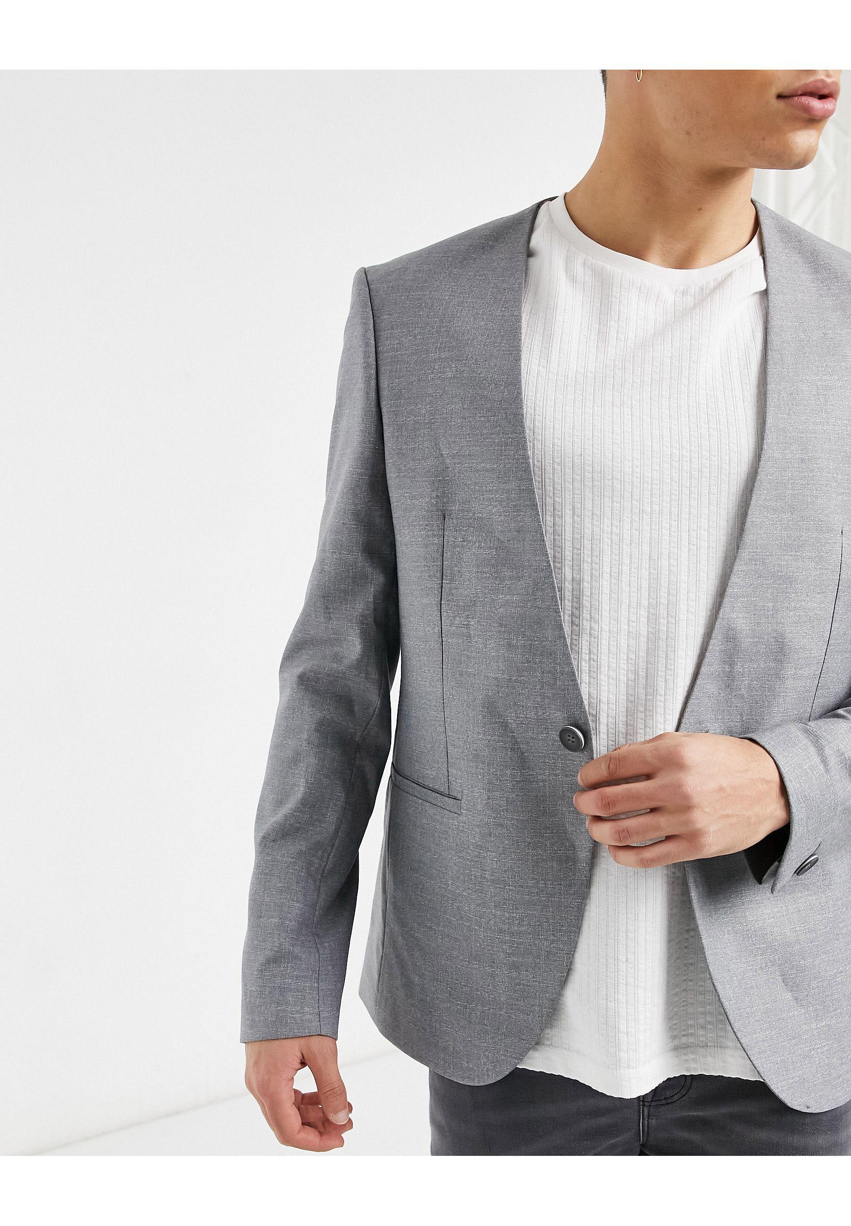collarless suit jacket mens