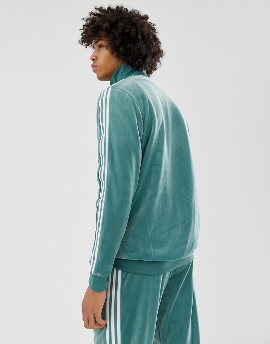 adidas Originals Grüne Velours-Trainingsjacke in Grün für Herren | Lyst DE
