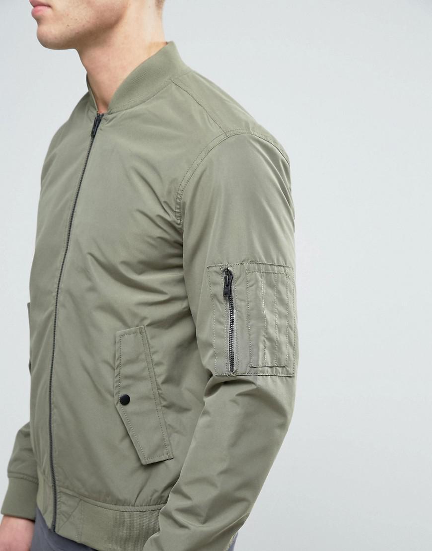 Jack & Jones Synthetic Core Bomber Jacket With Ma-1 Pocket in Green for Men  - Lyst