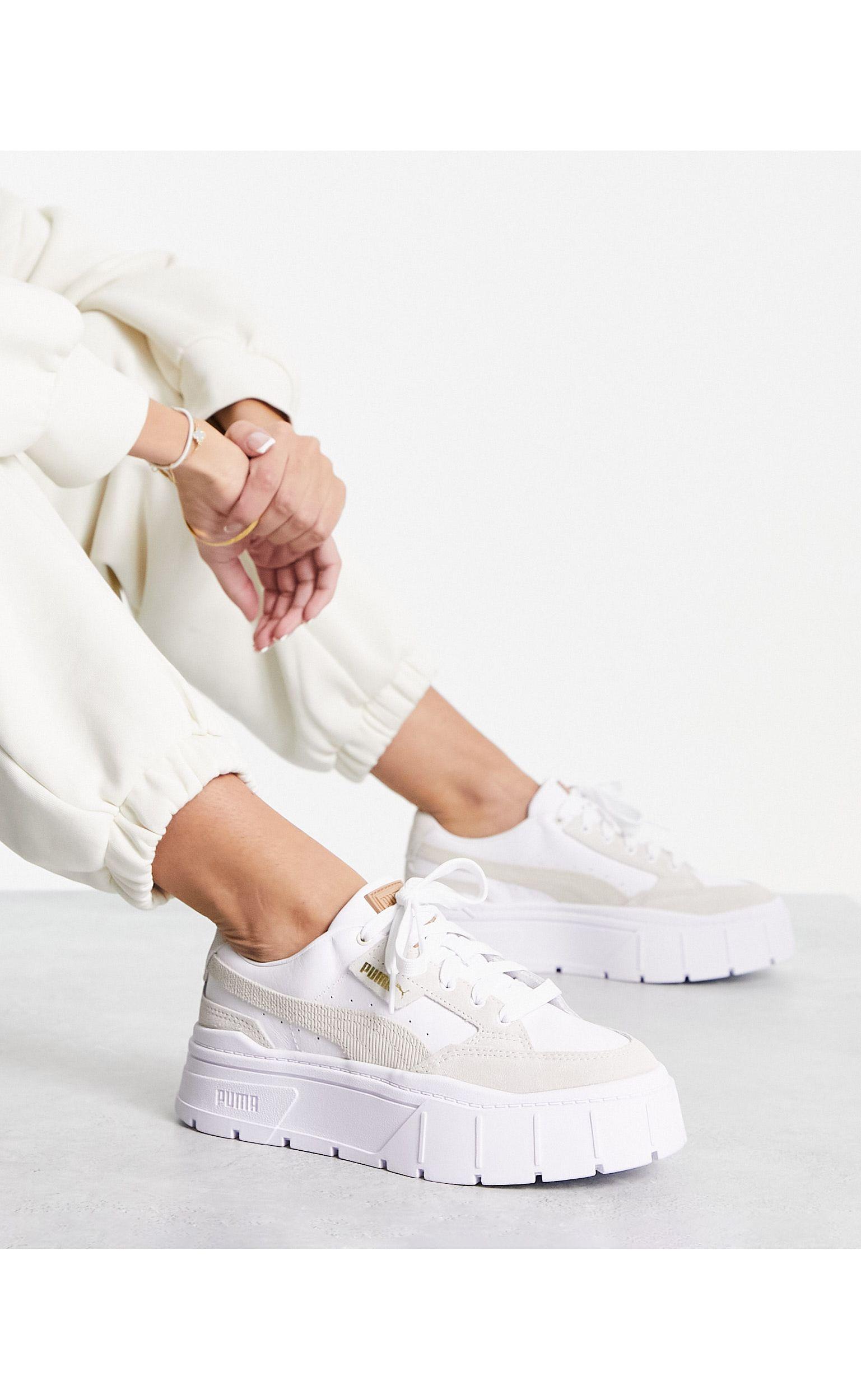 PUMA Mayze Stack Cord Detail Sneakers in White | Lyst