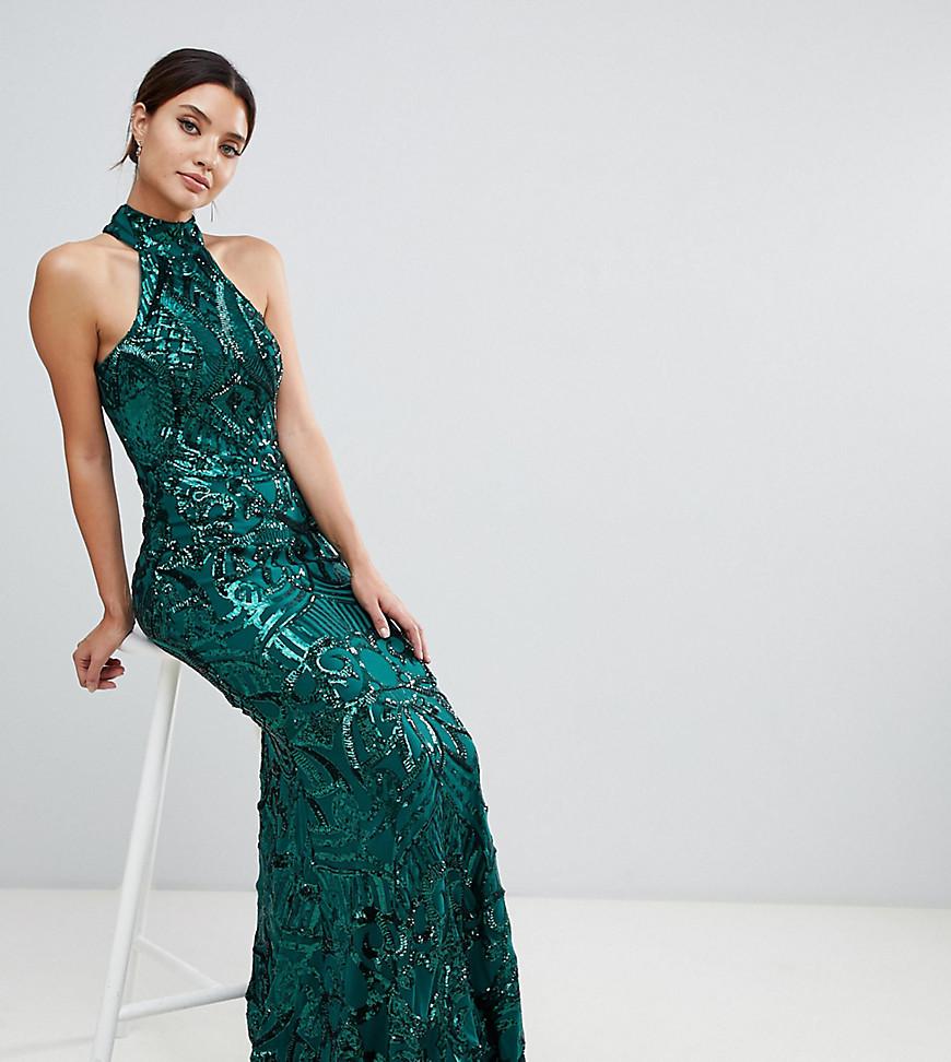 Bariano Embellished Maxi Dress With High Neck in Green Lyst UK